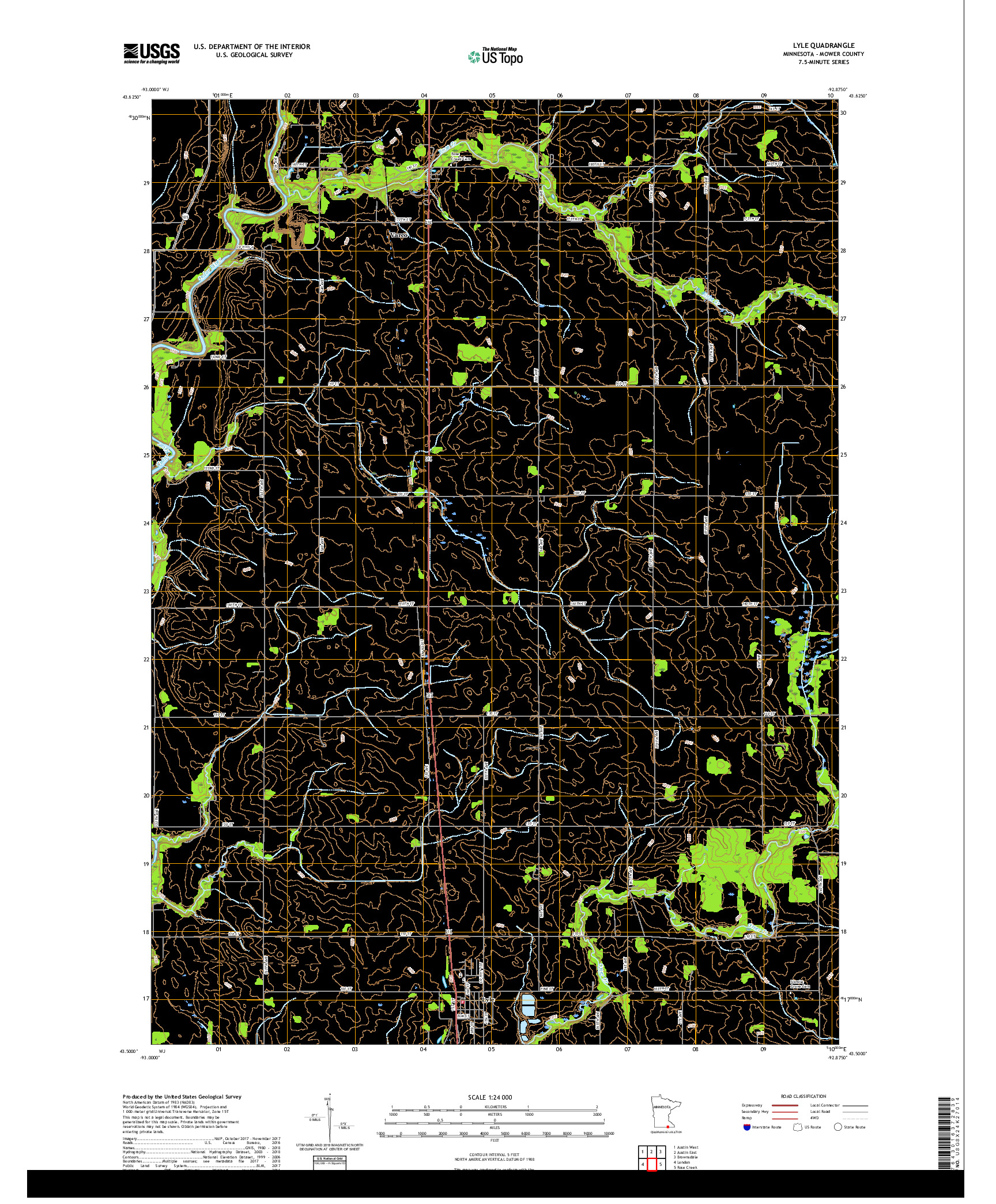 USGS US TOPO 7.5-MINUTE MAP FOR LYLE, MN 2019