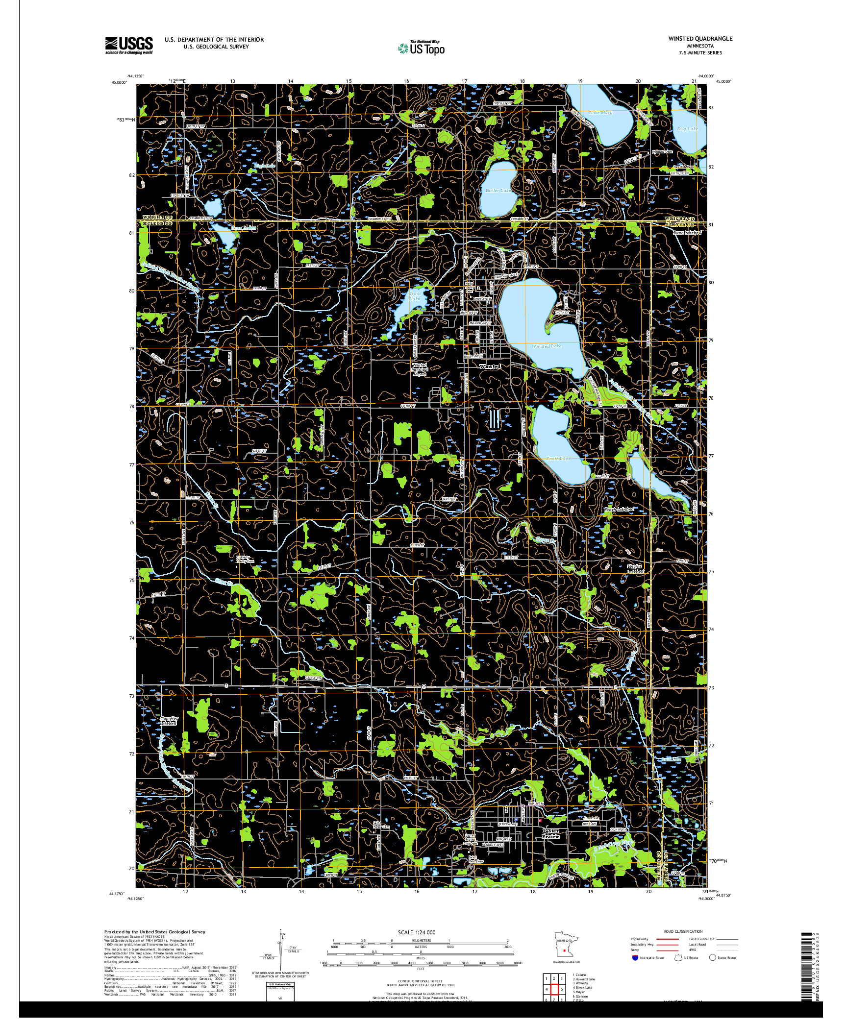 USGS US TOPO 7.5-MINUTE MAP FOR WINSTED, MN 2019