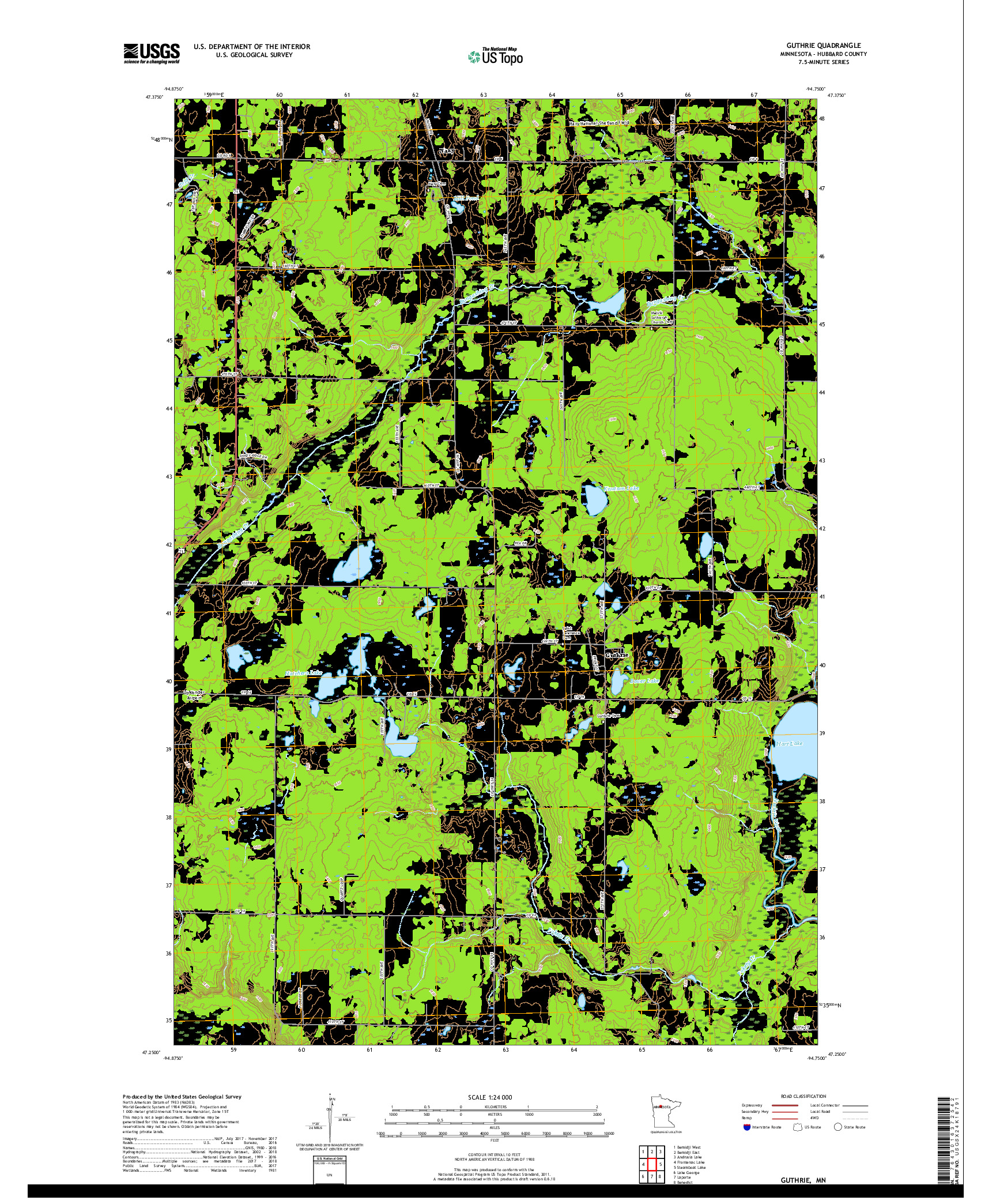 USGS US TOPO 7.5-MINUTE MAP FOR GUTHRIE, MN 2019