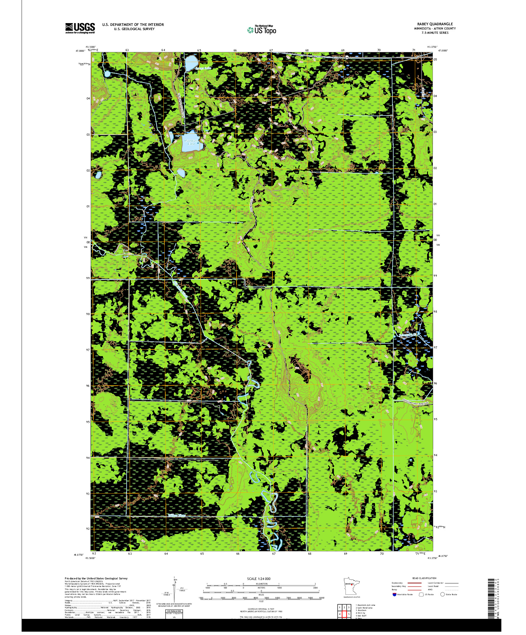 USGS US TOPO 7.5-MINUTE MAP FOR RABEY, MN 2019