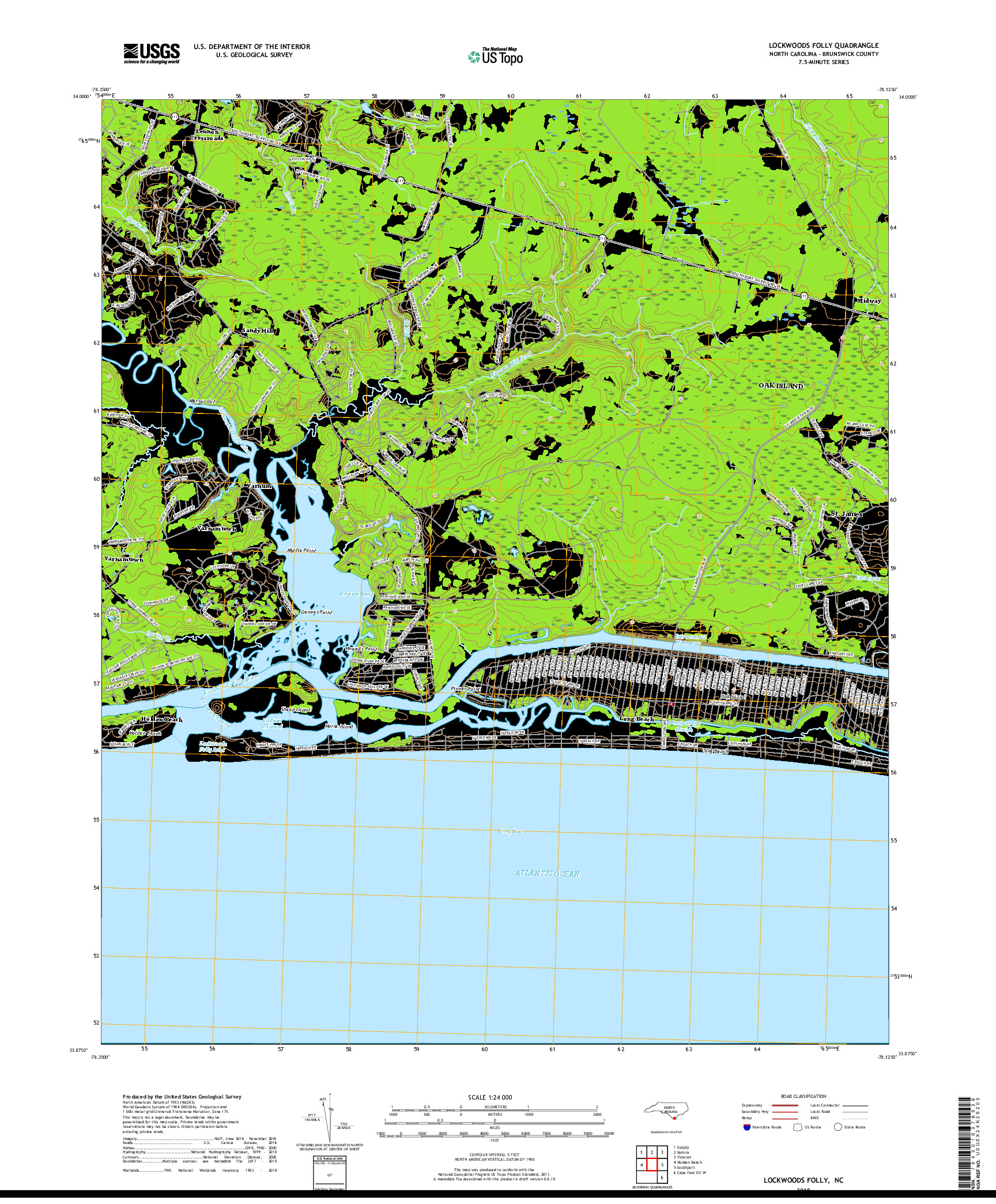 USGS US TOPO 7.5-MINUTE MAP FOR LOCKWOODS FOLLY, NC 2019