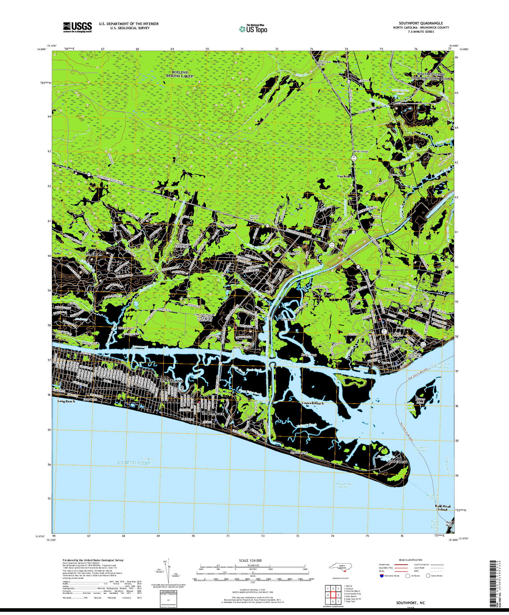 USGS US TOPO 7.5-MINUTE MAP FOR SOUTHPORT, NC 2019