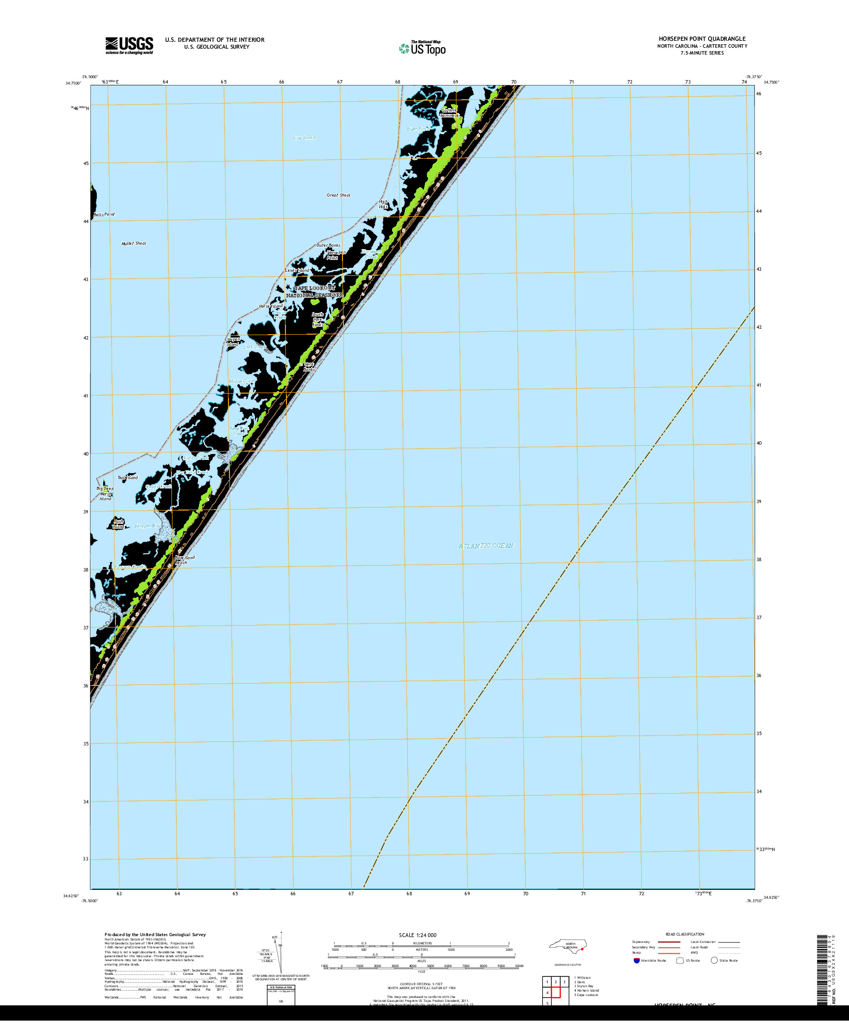 USGS US TOPO 7.5-MINUTE MAP FOR HORSEPEN POINT, NC 2019