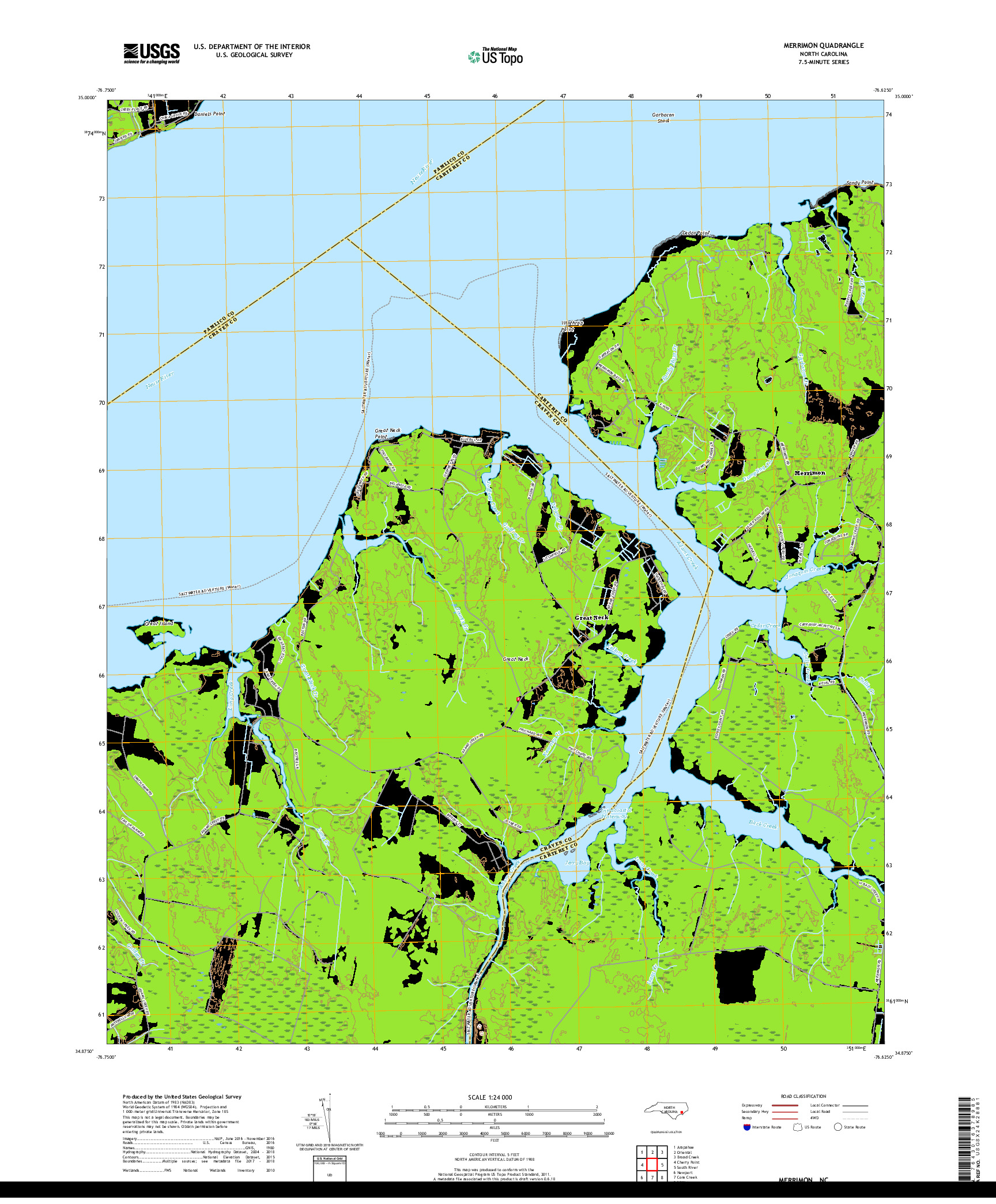 USGS US TOPO 7.5-MINUTE MAP FOR MERRIMON, NC 2019