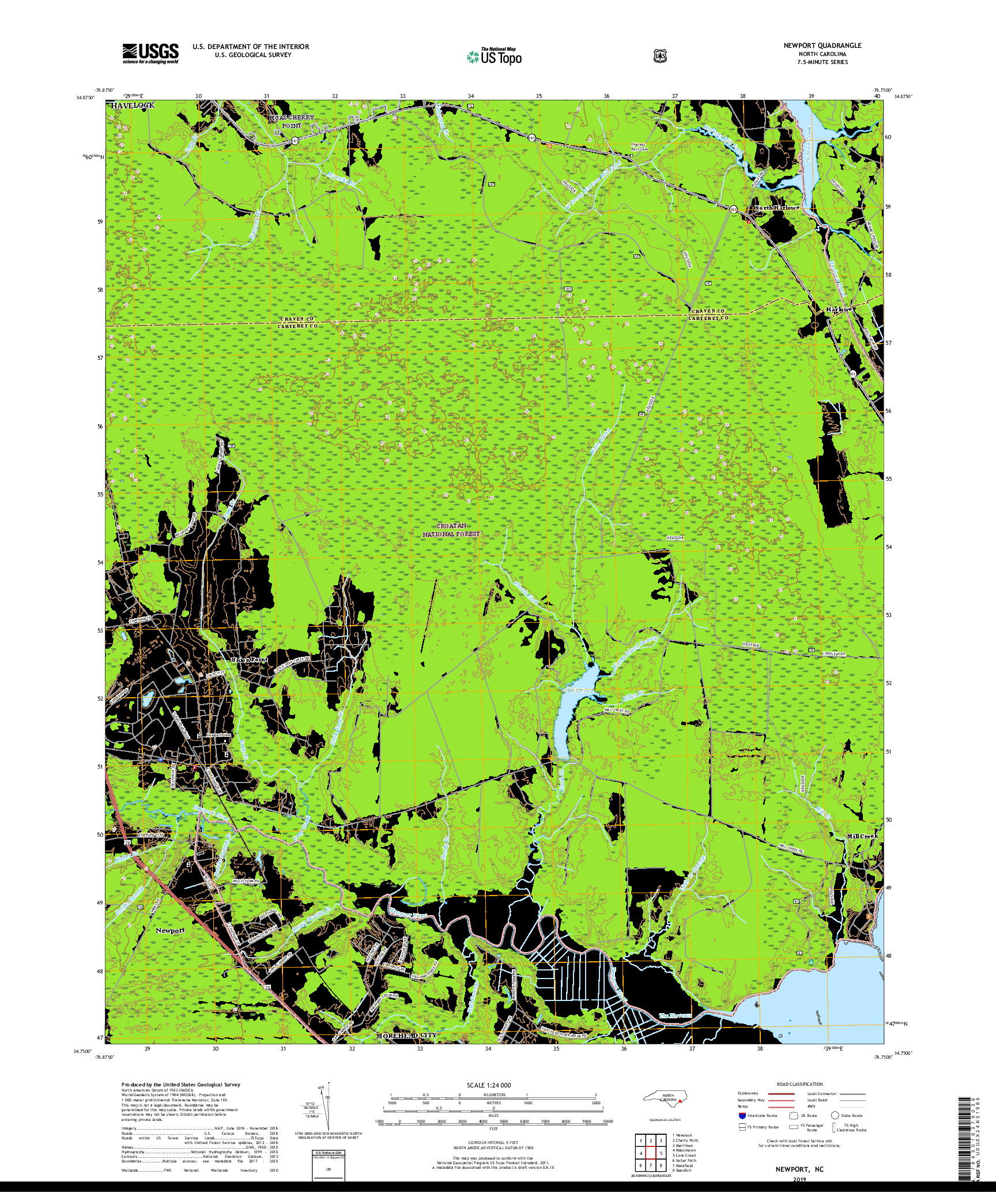 USGS US TOPO 7.5-MINUTE MAP FOR NEWPORT, NC 2019