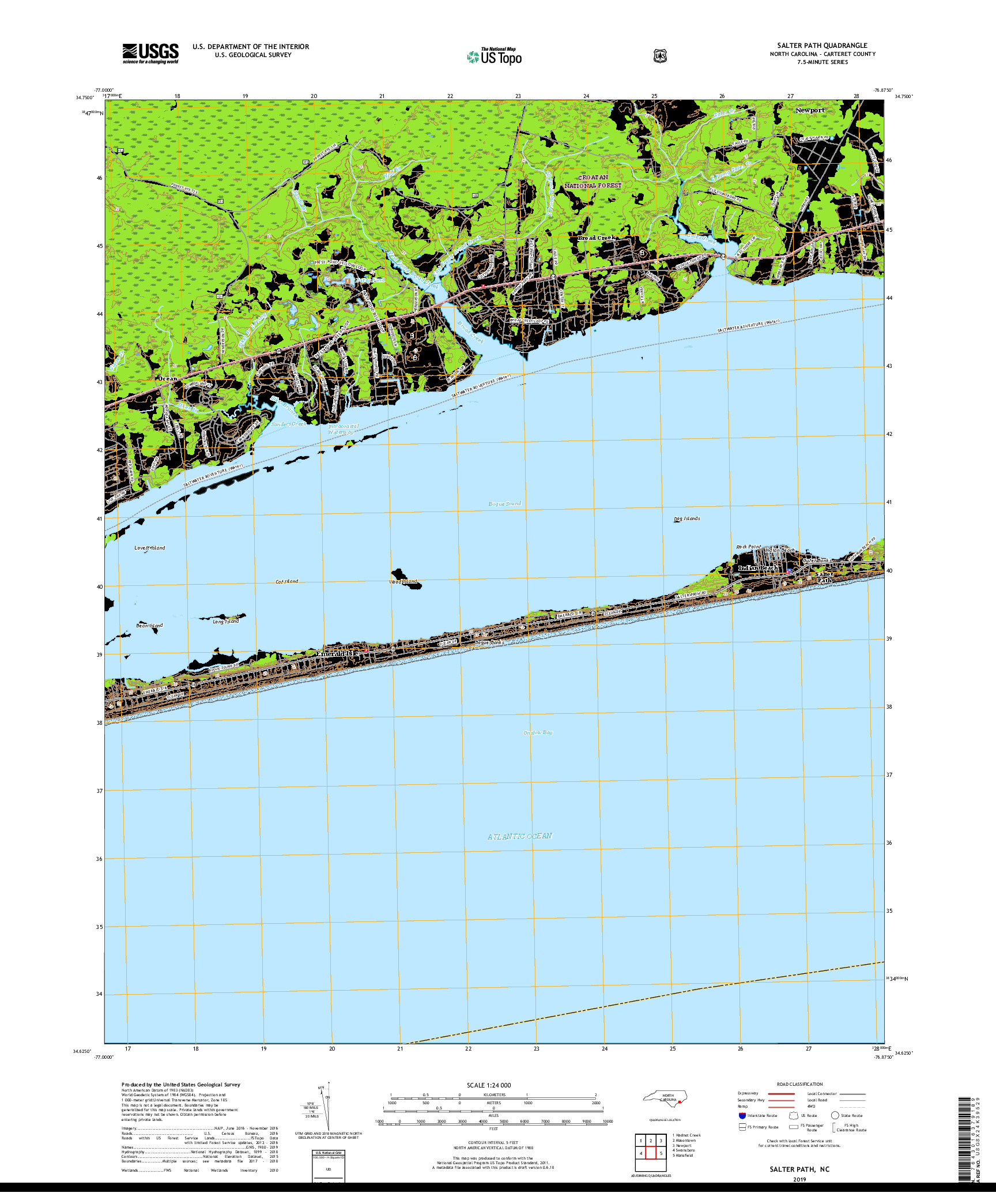 USGS US TOPO 7.5-MINUTE MAP FOR SALTER PATH, NC 2019