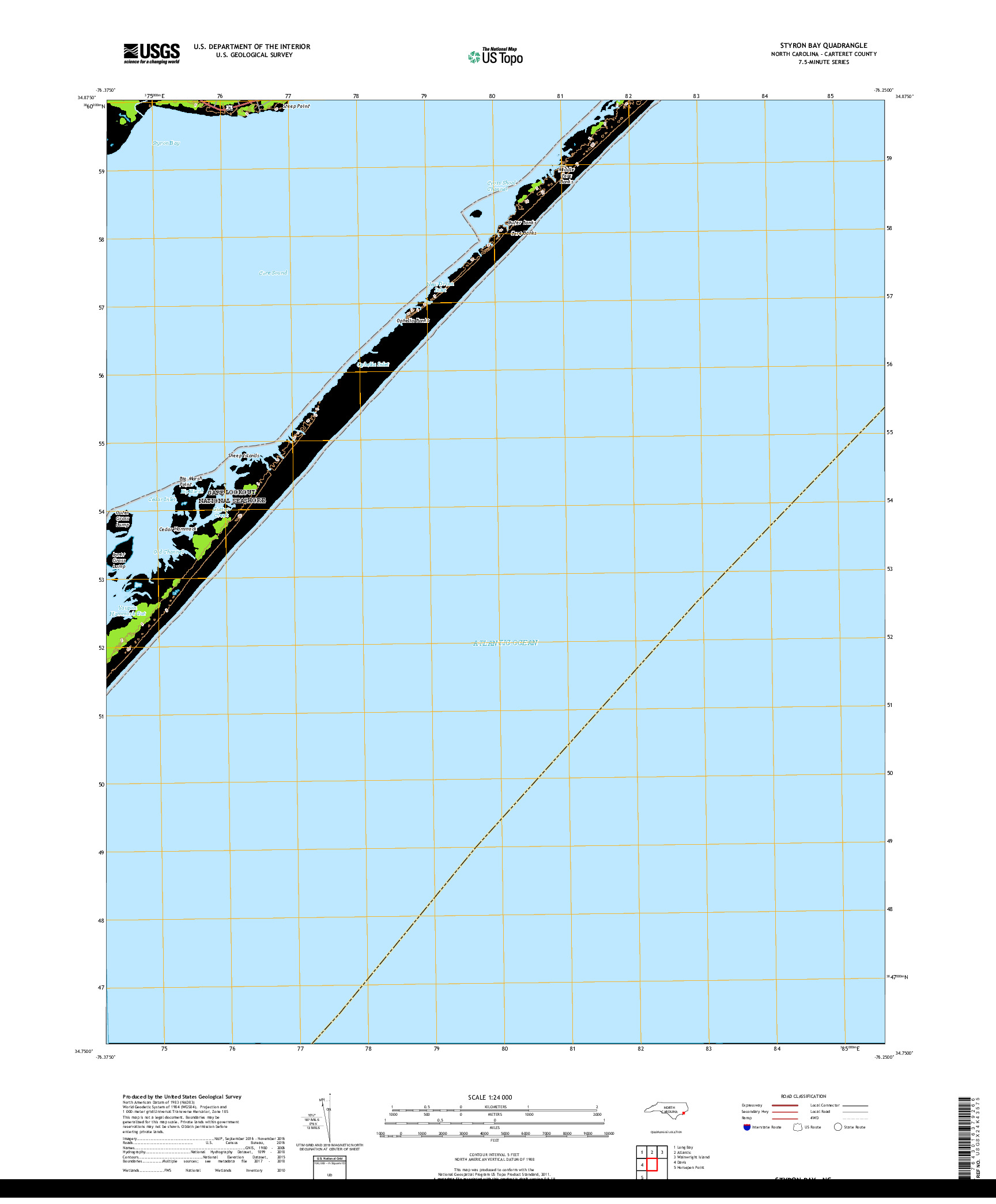 USGS US TOPO 7.5-MINUTE MAP FOR STYRON BAY, NC 2019