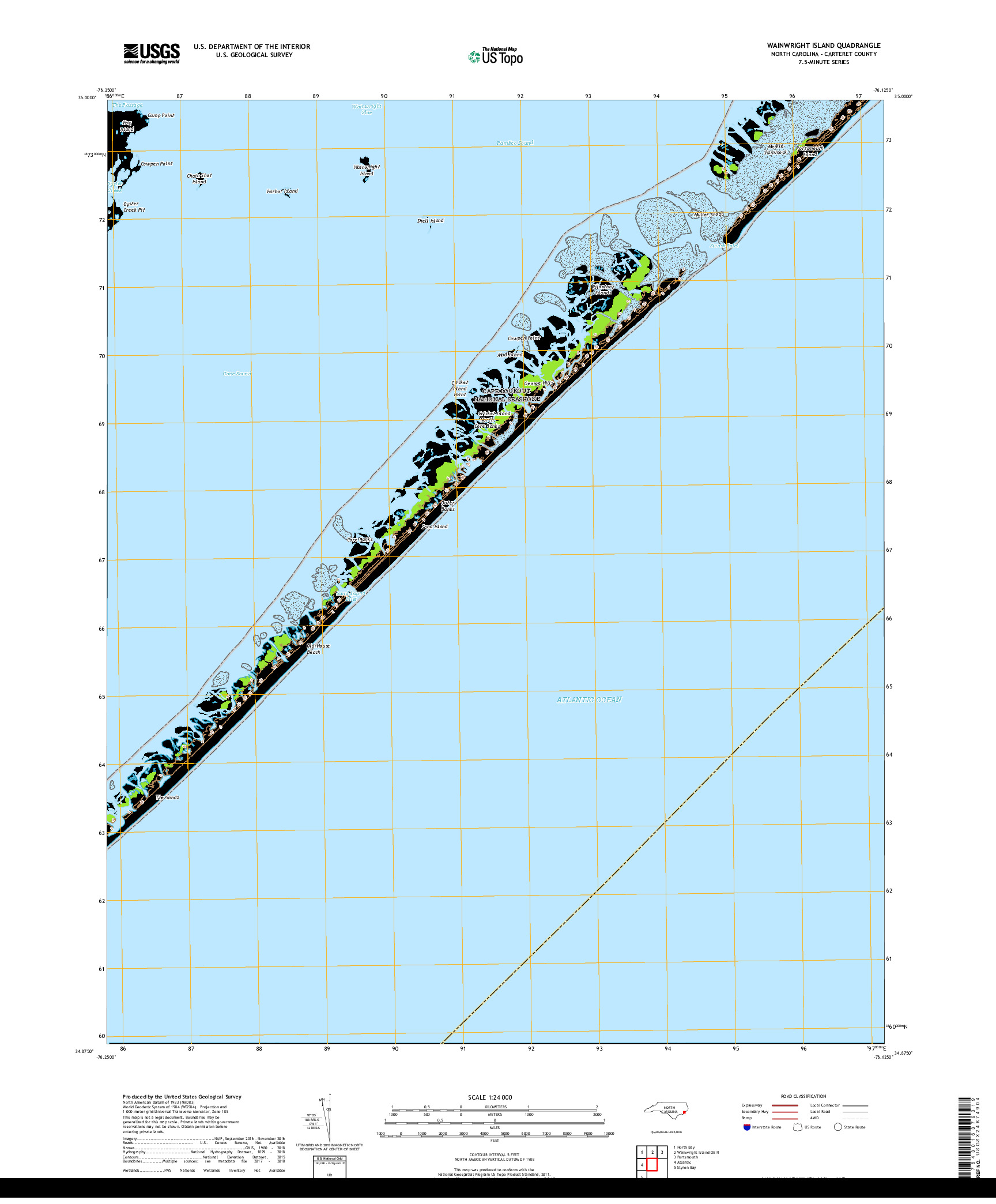 USGS US TOPO 7.5-MINUTE MAP FOR WAINWRIGHT ISLAND, NC 2019