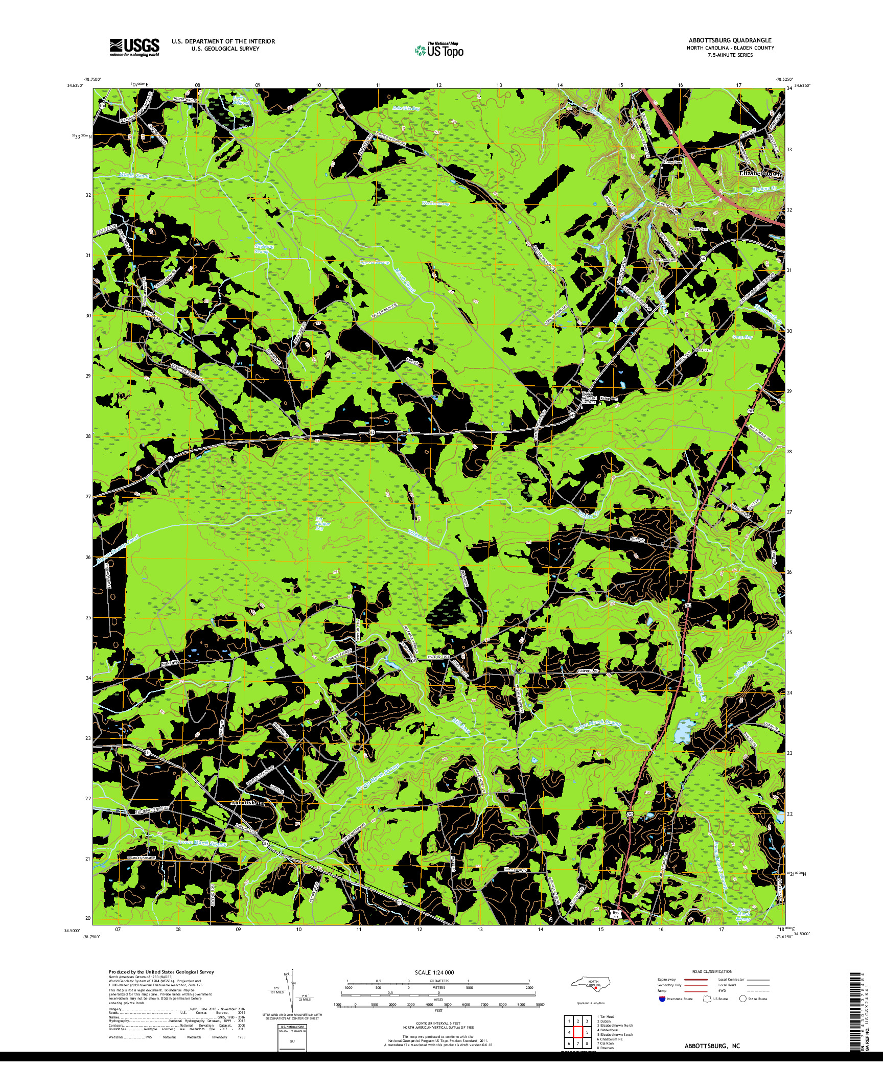 USGS US TOPO 7.5-MINUTE MAP FOR ABBOTTSBURG, NC 2019