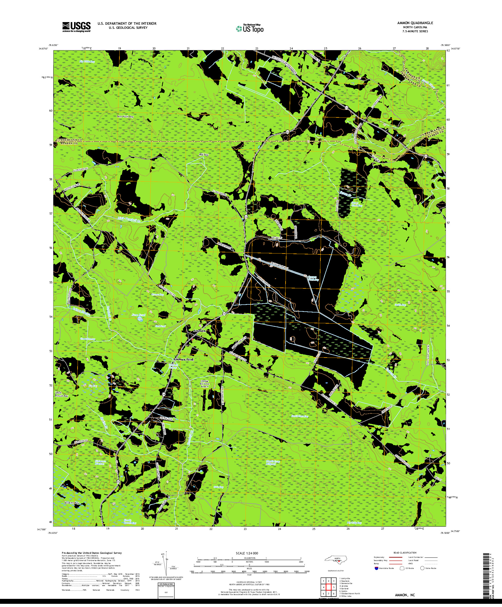 USGS US TOPO 7.5-MINUTE MAP FOR AMMON, NC 2019