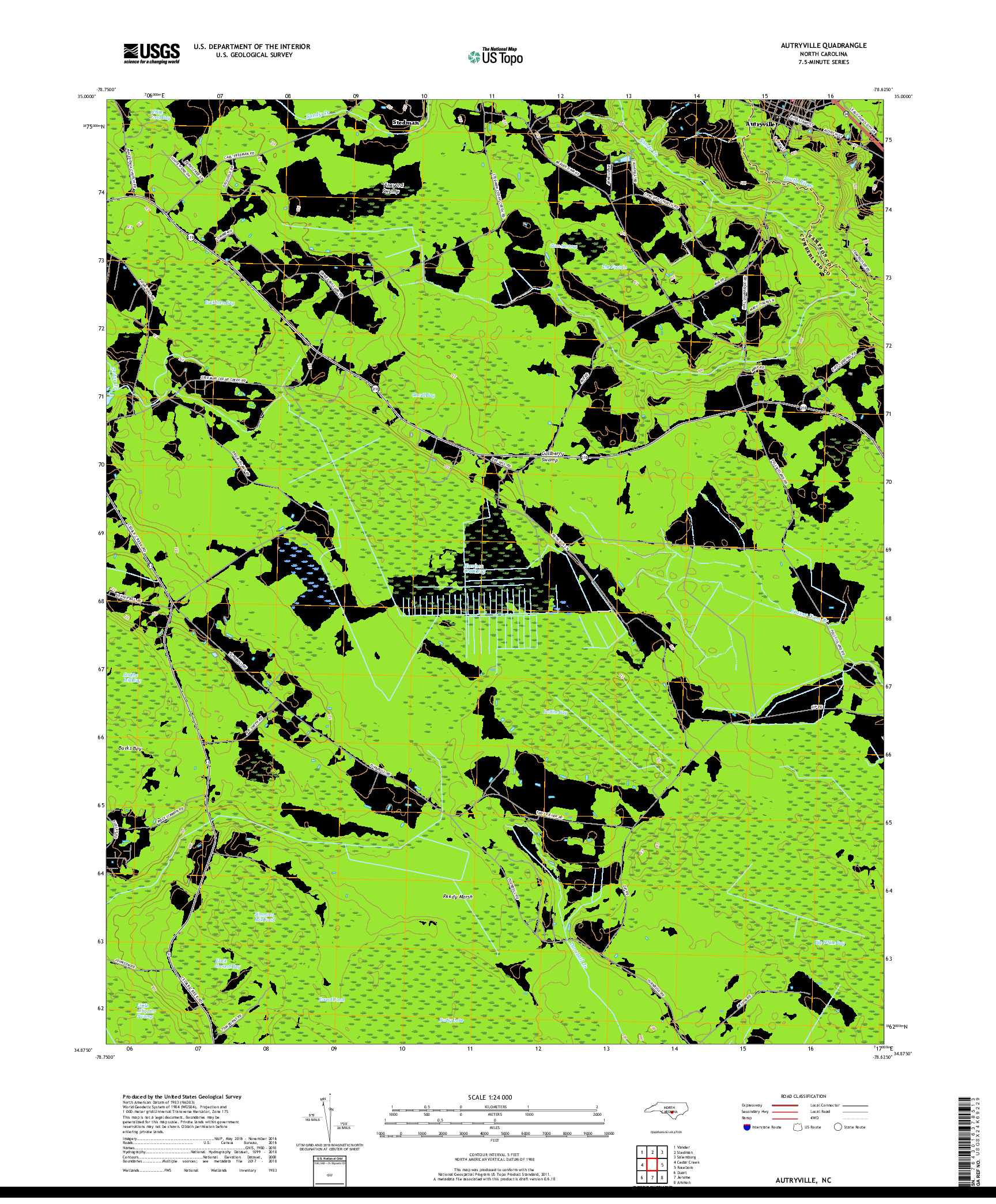 USGS US TOPO 7.5-MINUTE MAP FOR AUTRYVILLE, NC 2019