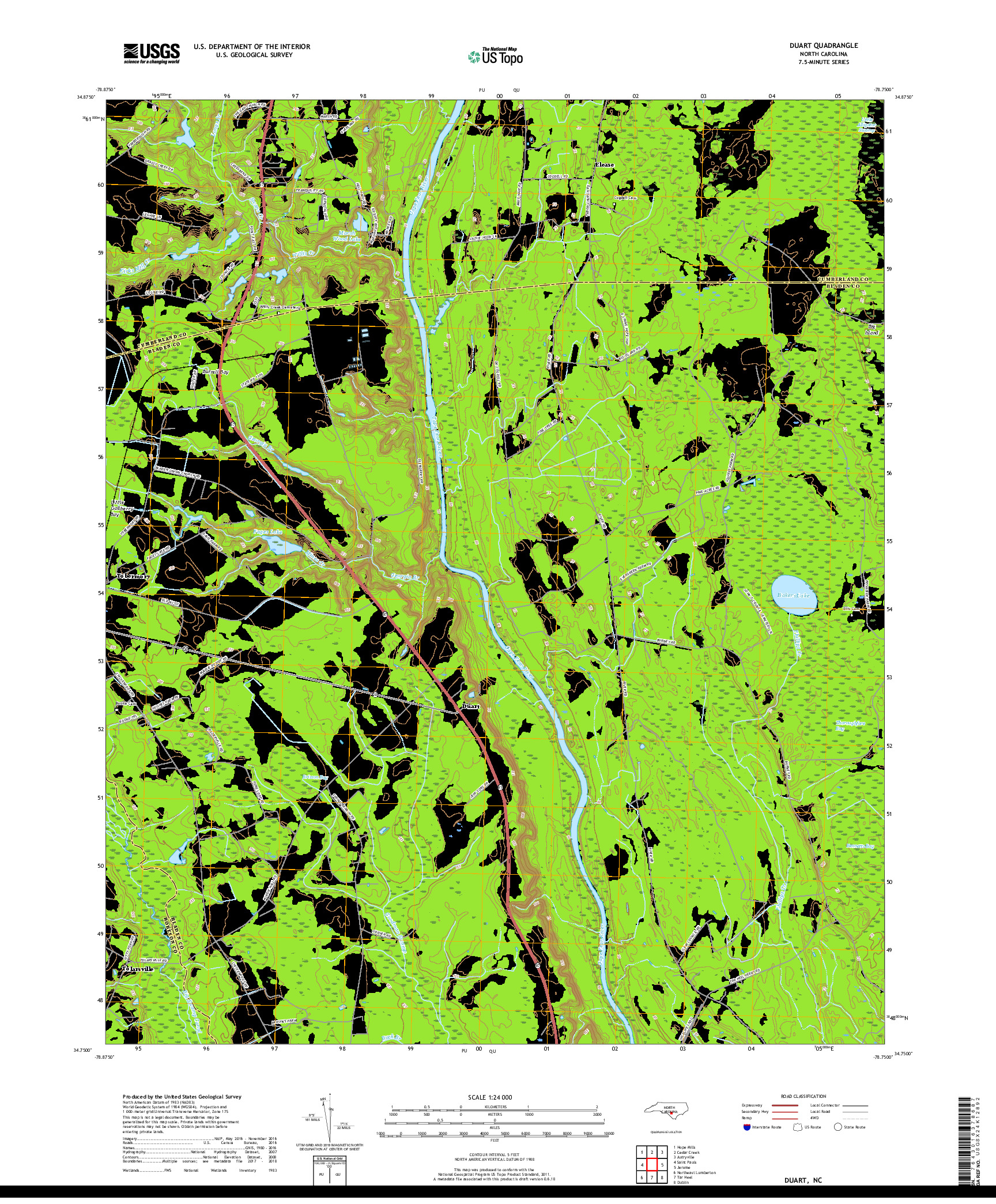 USGS US TOPO 7.5-MINUTE MAP FOR DUART, NC 2019