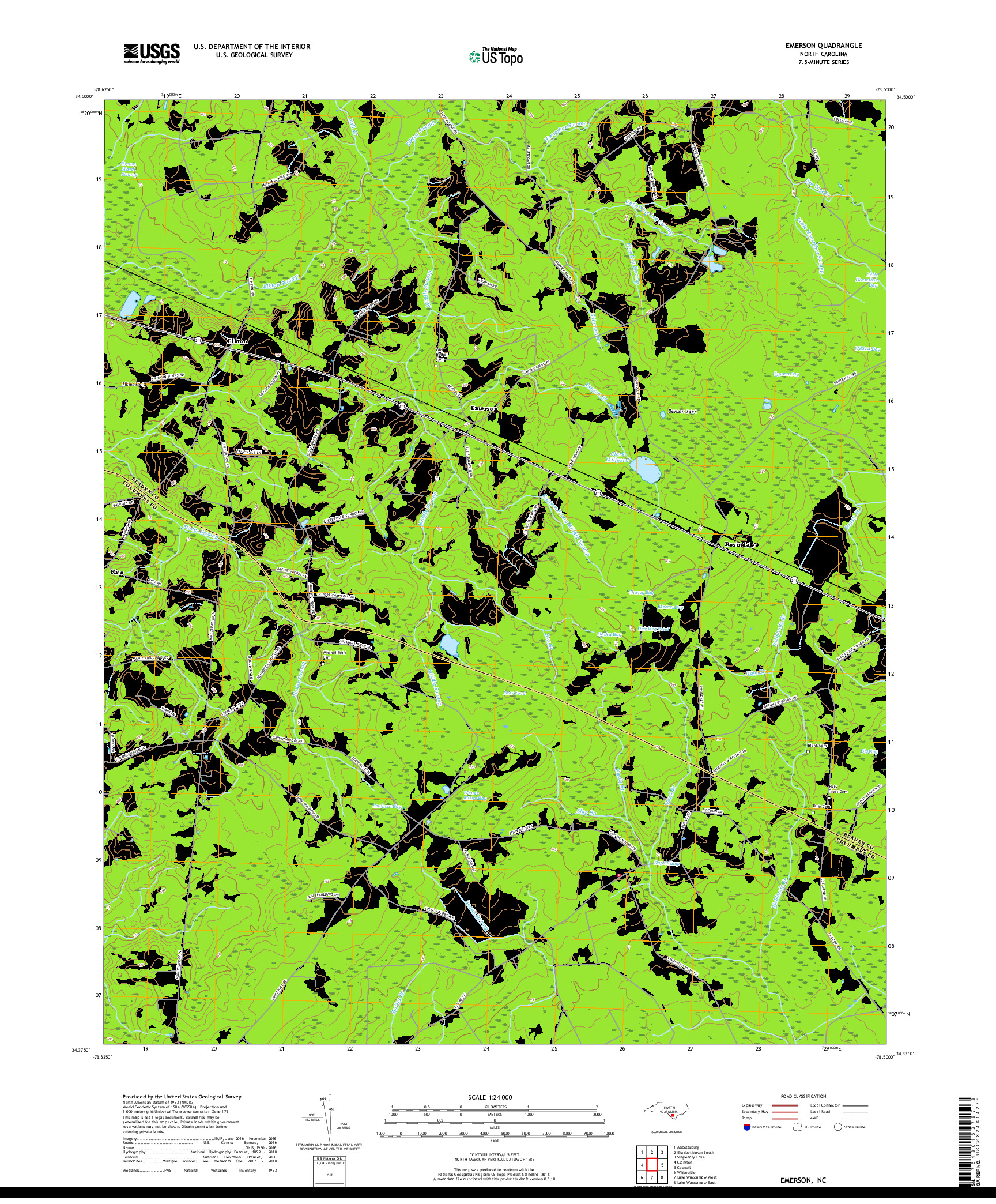 USGS US TOPO 7.5-MINUTE MAP FOR EMERSON, NC 2019