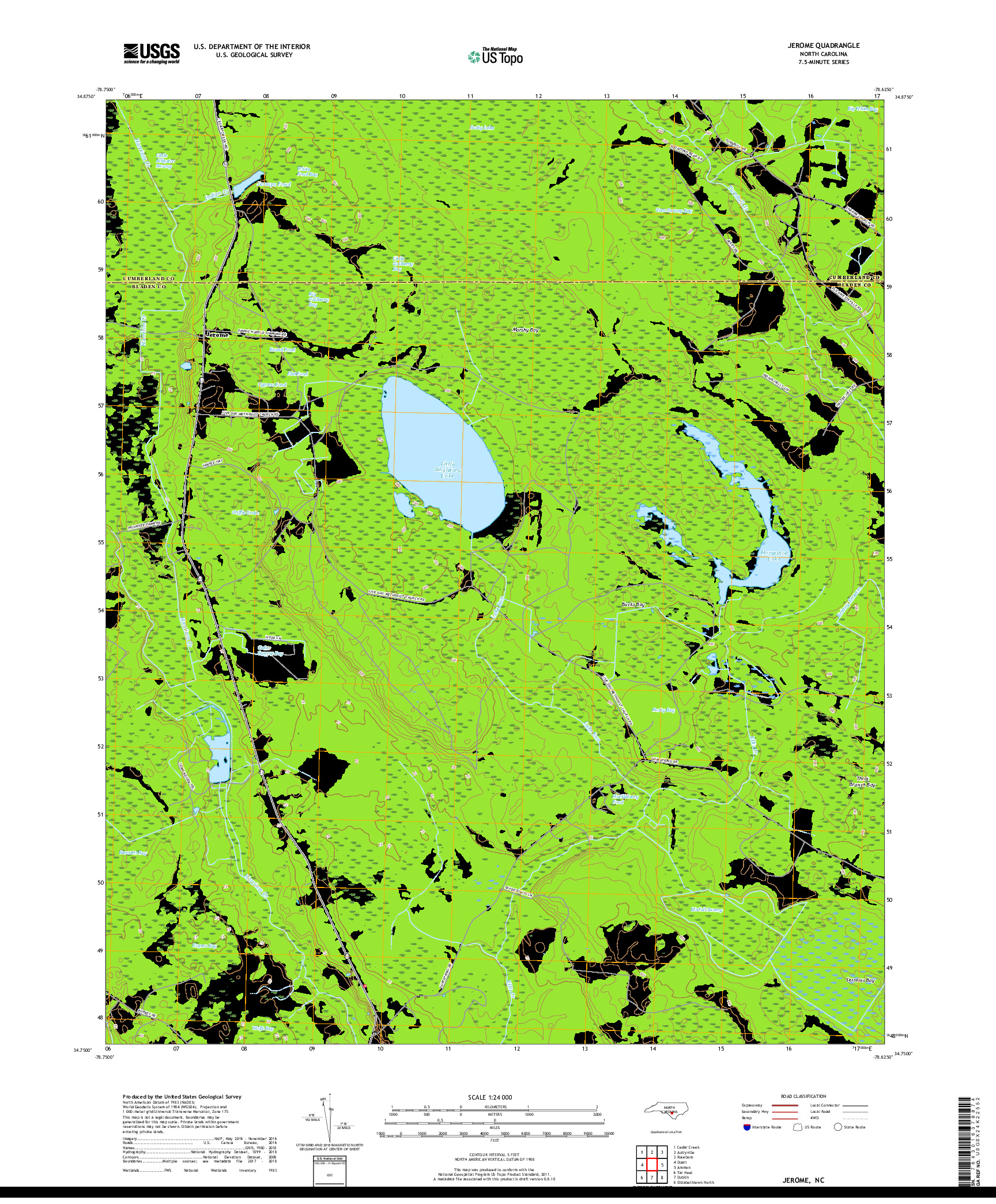 USGS US TOPO 7.5-MINUTE MAP FOR JEROME, NC 2019