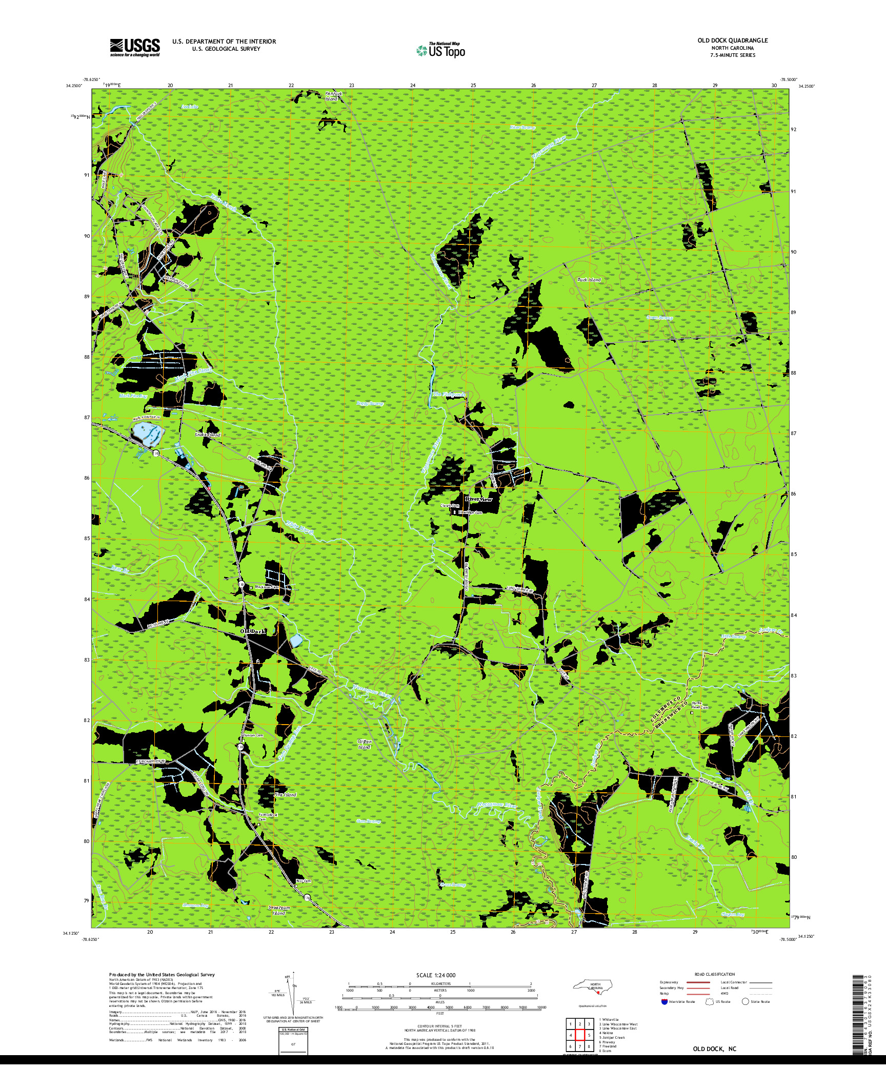 USGS US TOPO 7.5-MINUTE MAP FOR OLD DOCK, NC 2019