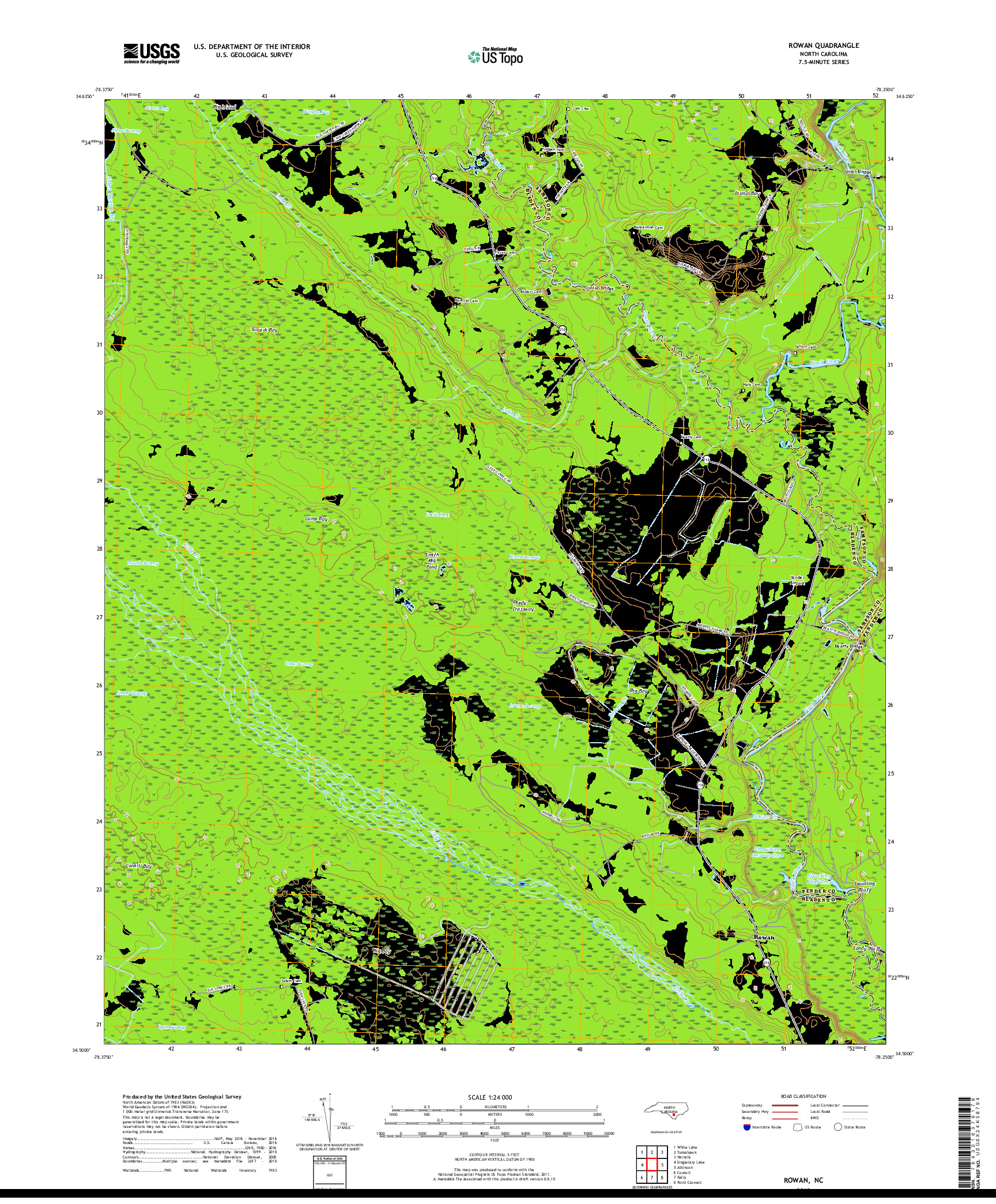 USGS US TOPO 7.5-MINUTE MAP FOR ROWAN, NC 2019