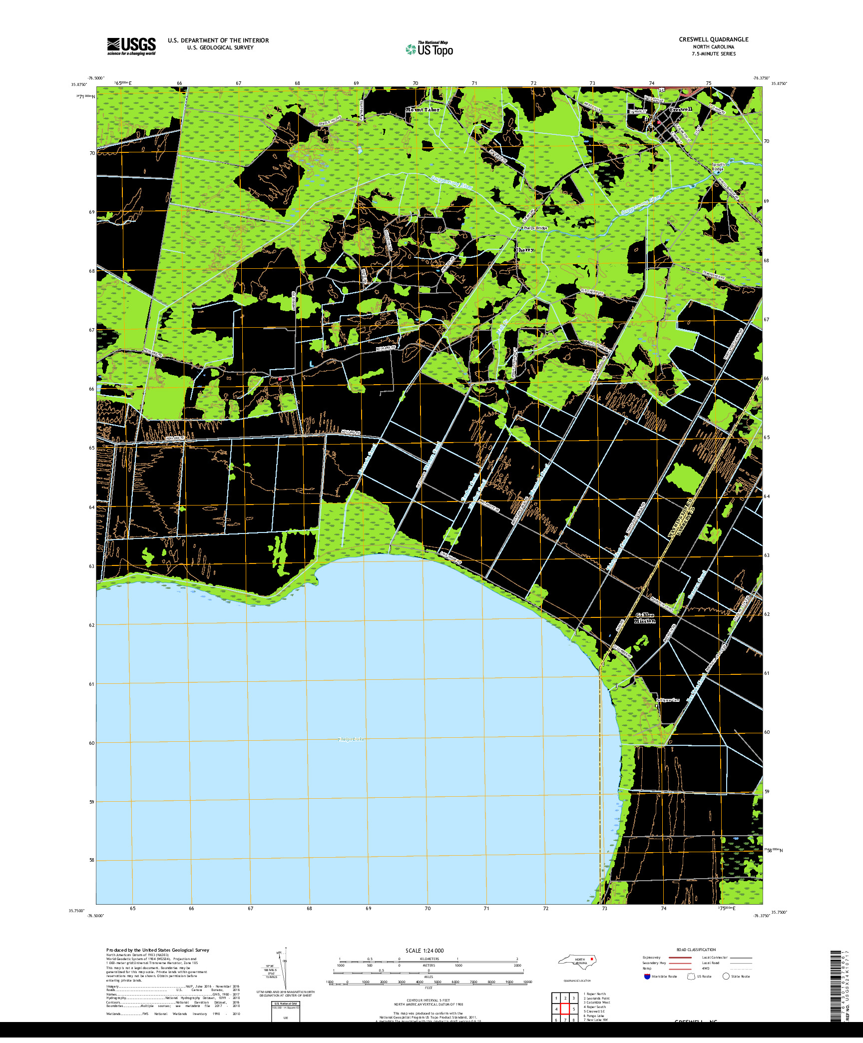 USGS US TOPO 7.5-MINUTE MAP FOR CRESWELL, NC 2019