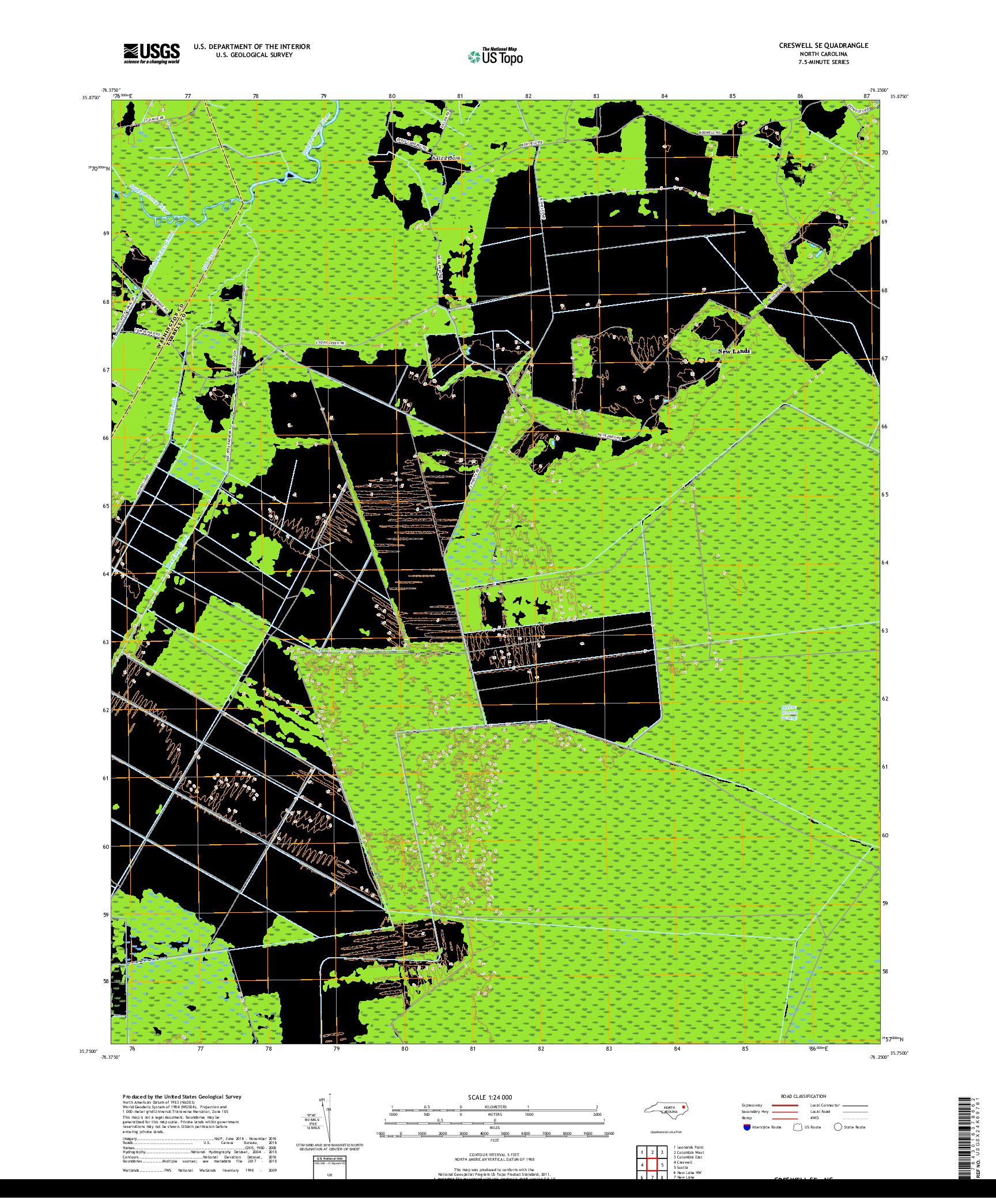 USGS US TOPO 7.5-MINUTE MAP FOR CRESWELL SE, NC 2019