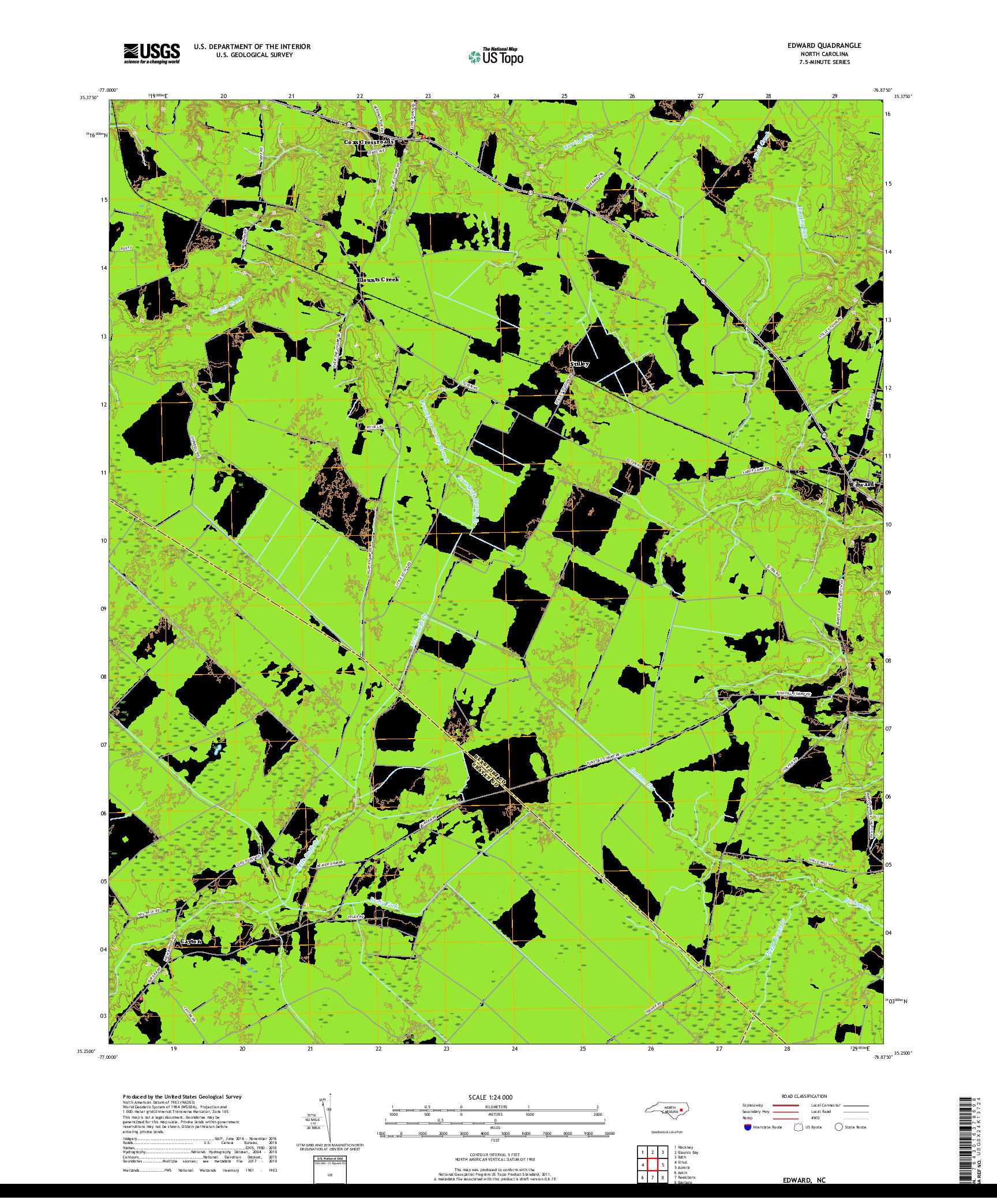 USGS US TOPO 7.5-MINUTE MAP FOR EDWARD, NC 2019