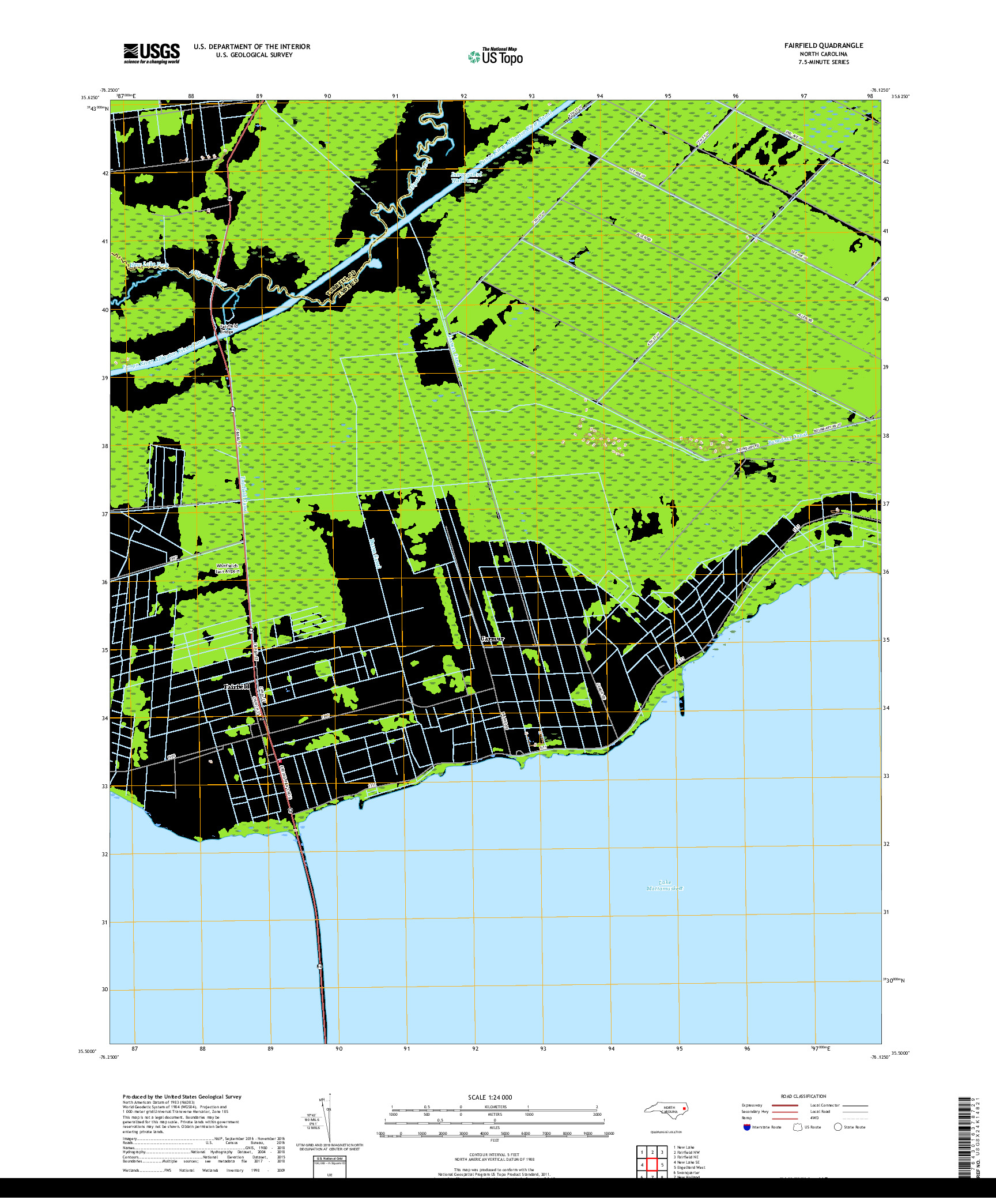 USGS US TOPO 7.5-MINUTE MAP FOR FAIRFIELD, NC 2019