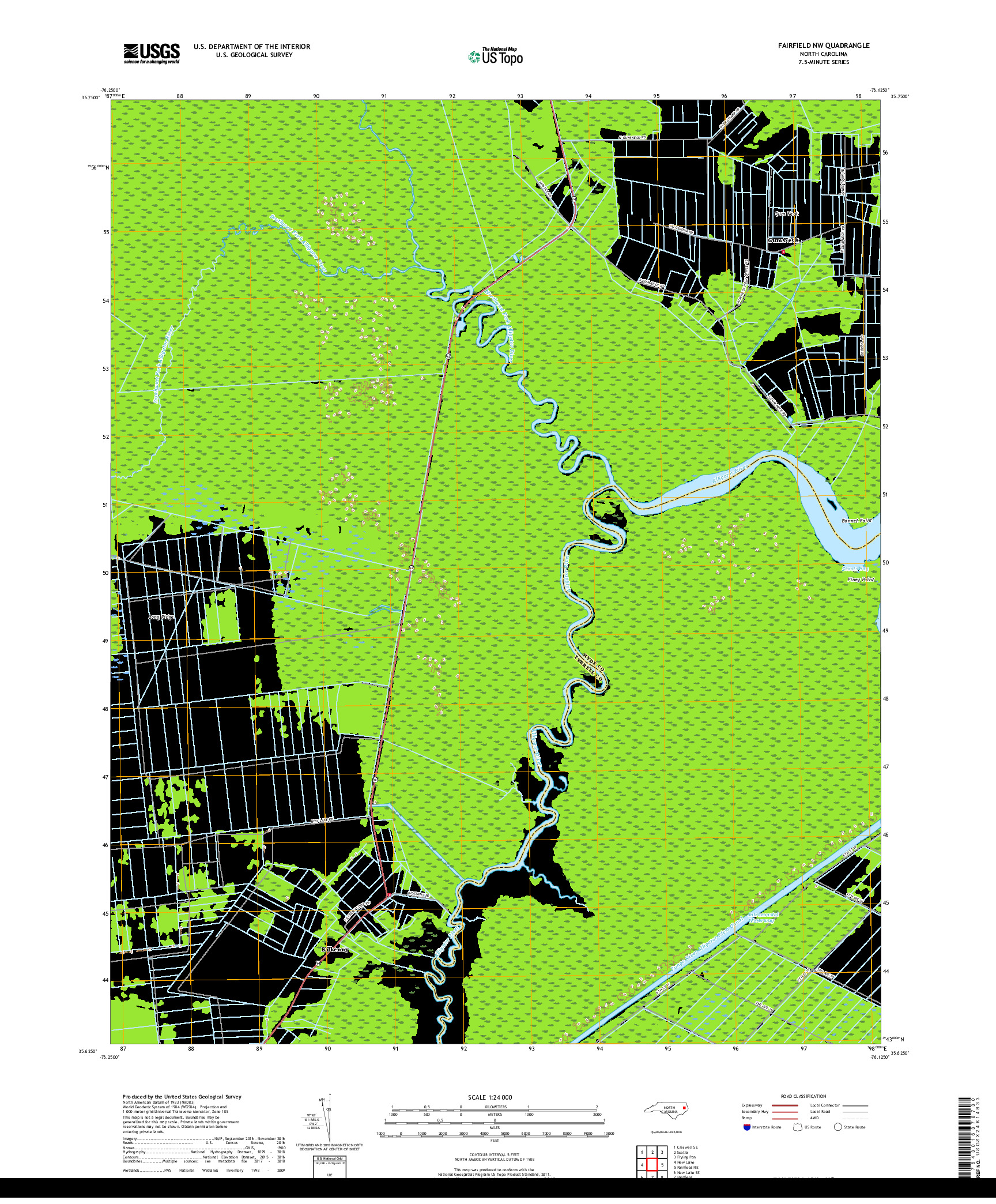 USGS US TOPO 7.5-MINUTE MAP FOR FAIRFIELD NW, NC 2019