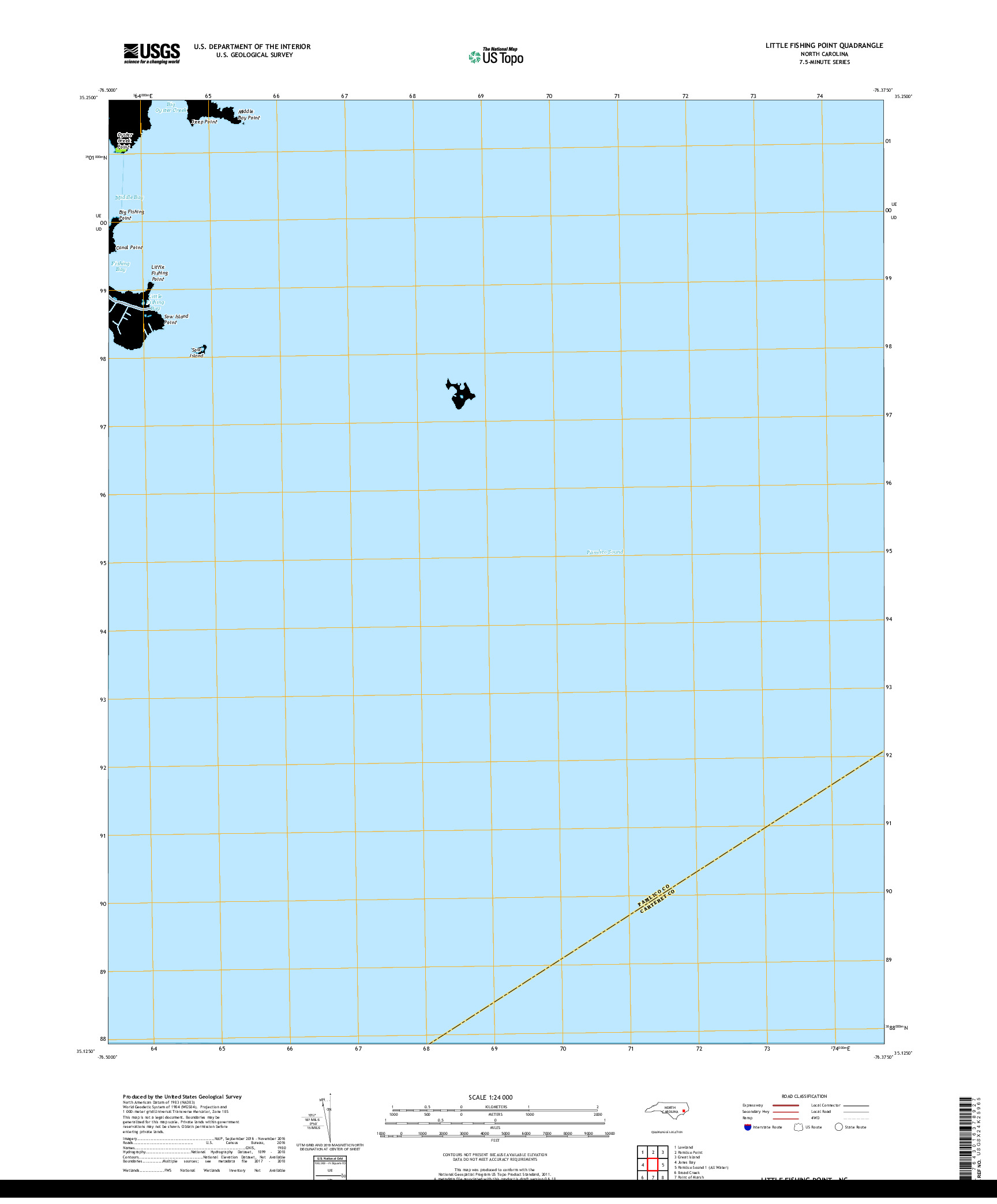 USGS US TOPO 7.5-MINUTE MAP FOR LITTLE FISHING POINT, NC 2019