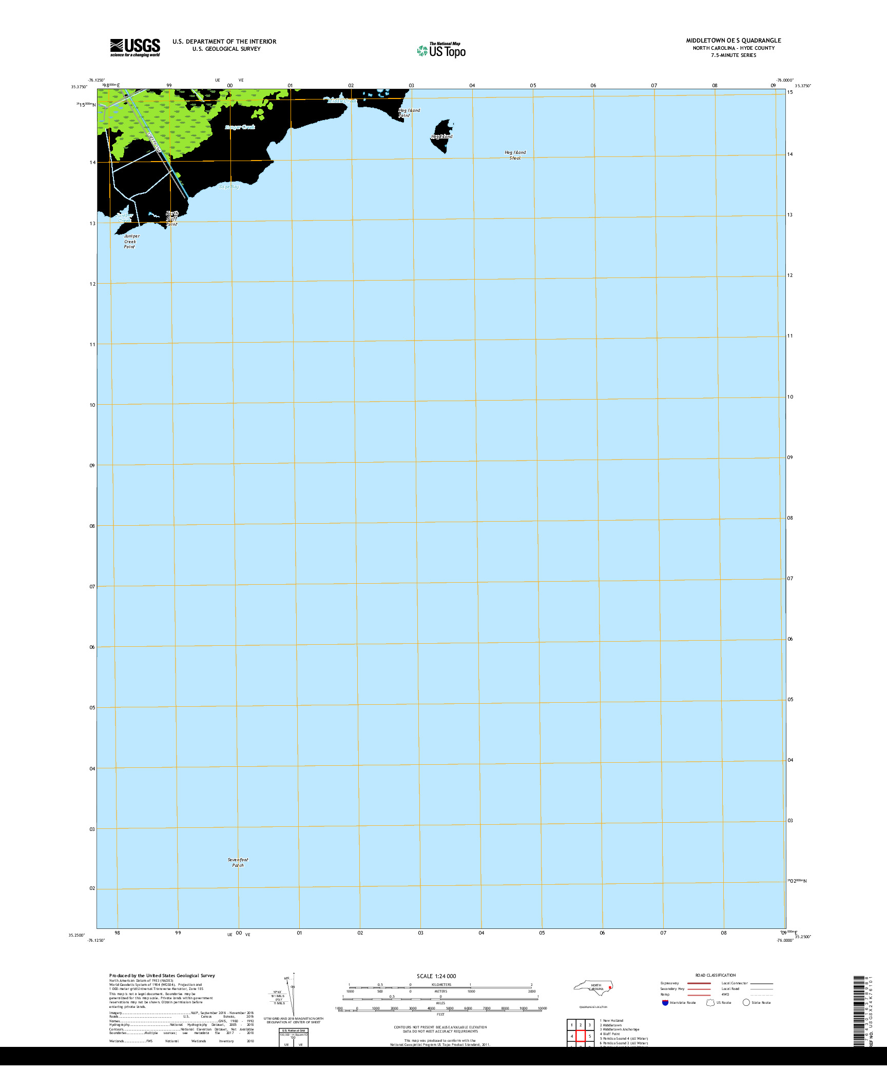 USGS US TOPO 7.5-MINUTE MAP FOR MIDDLETOWN OE S, NC 2019