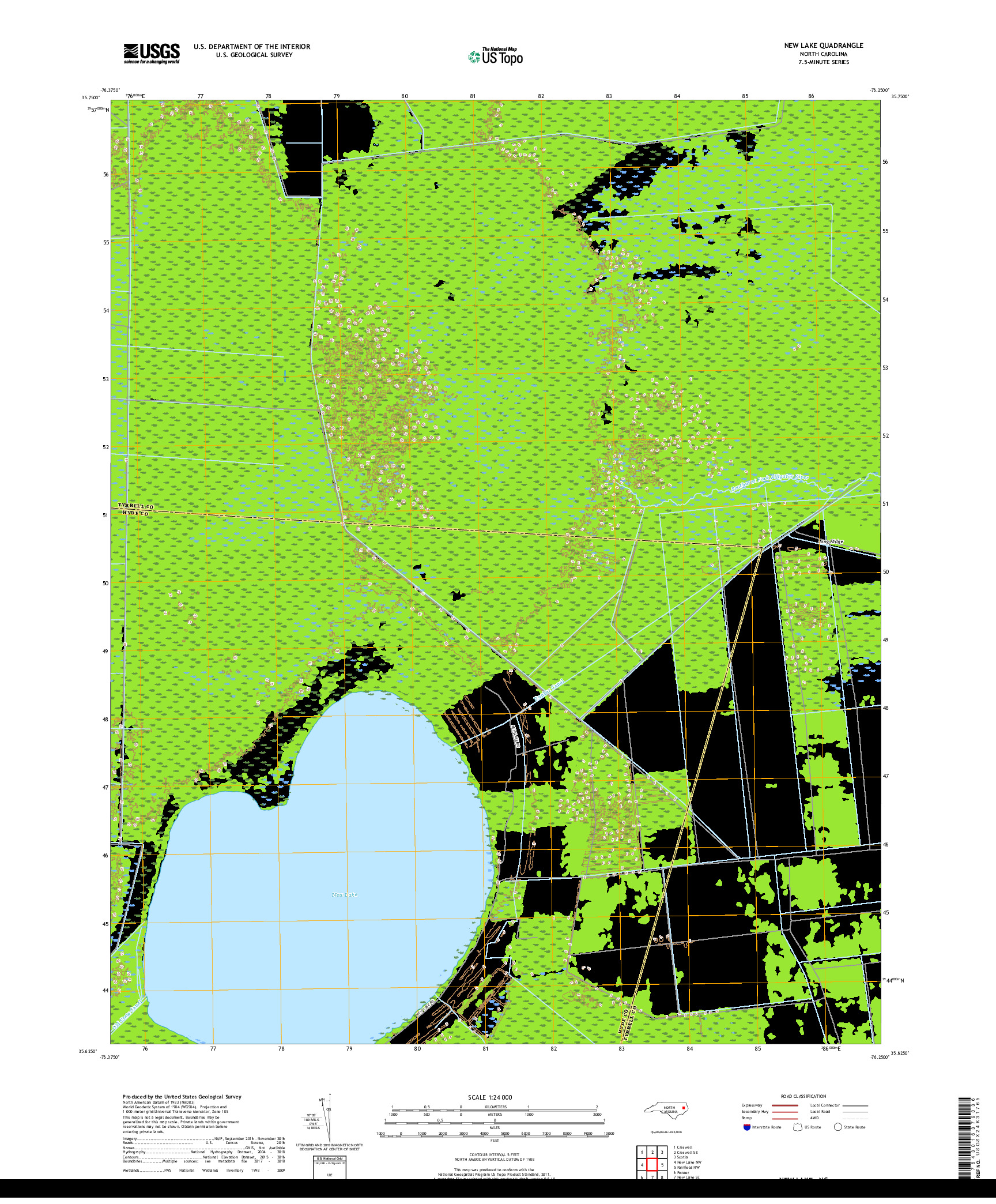 USGS US TOPO 7.5-MINUTE MAP FOR NEW LAKE, NC 2019