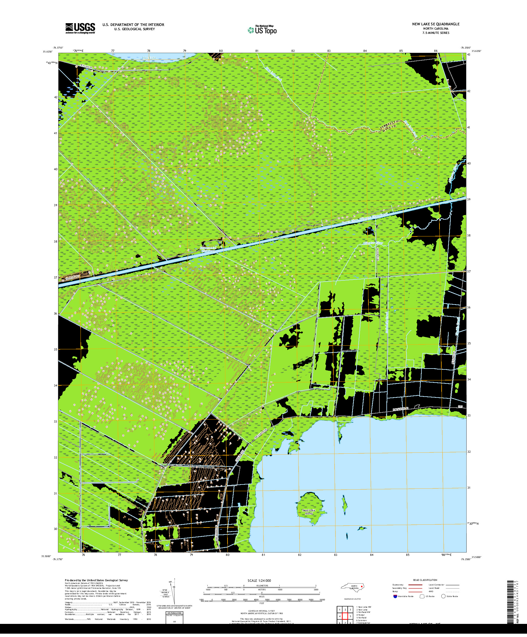 USGS US TOPO 7.5-MINUTE MAP FOR NEW LAKE SE, NC 2019