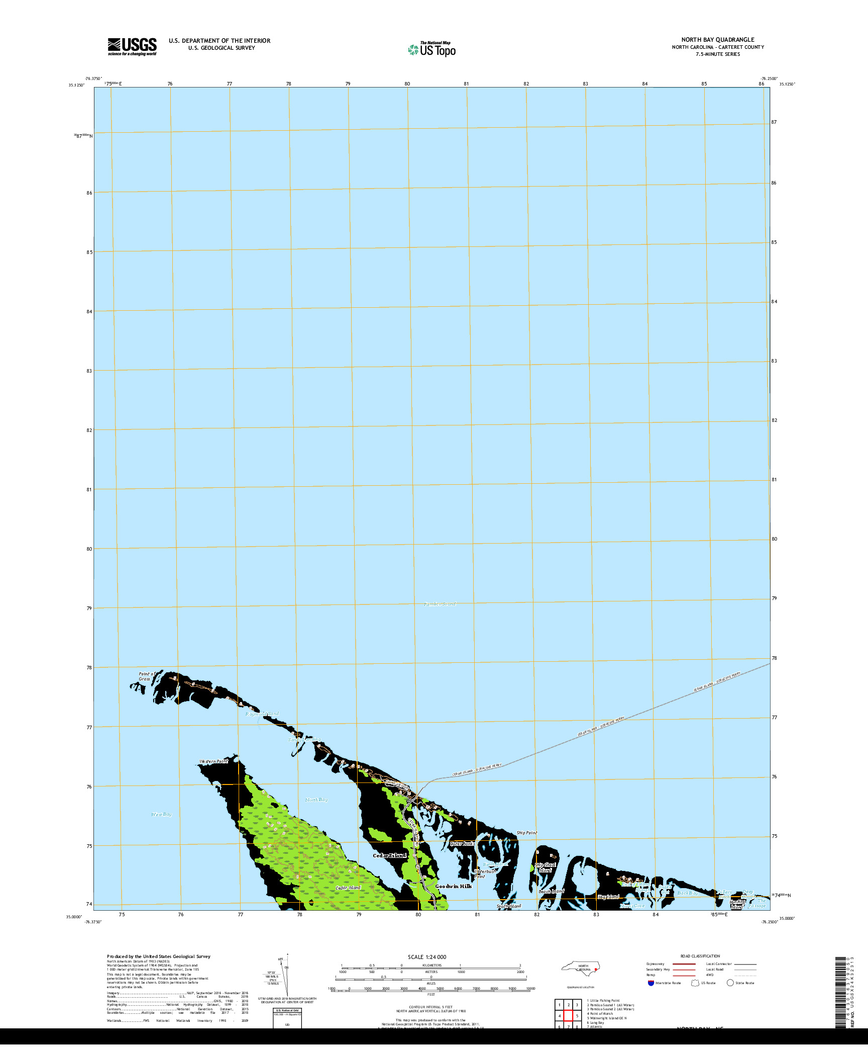 USGS US TOPO 7.5-MINUTE MAP FOR NORTH BAY, NC 2019