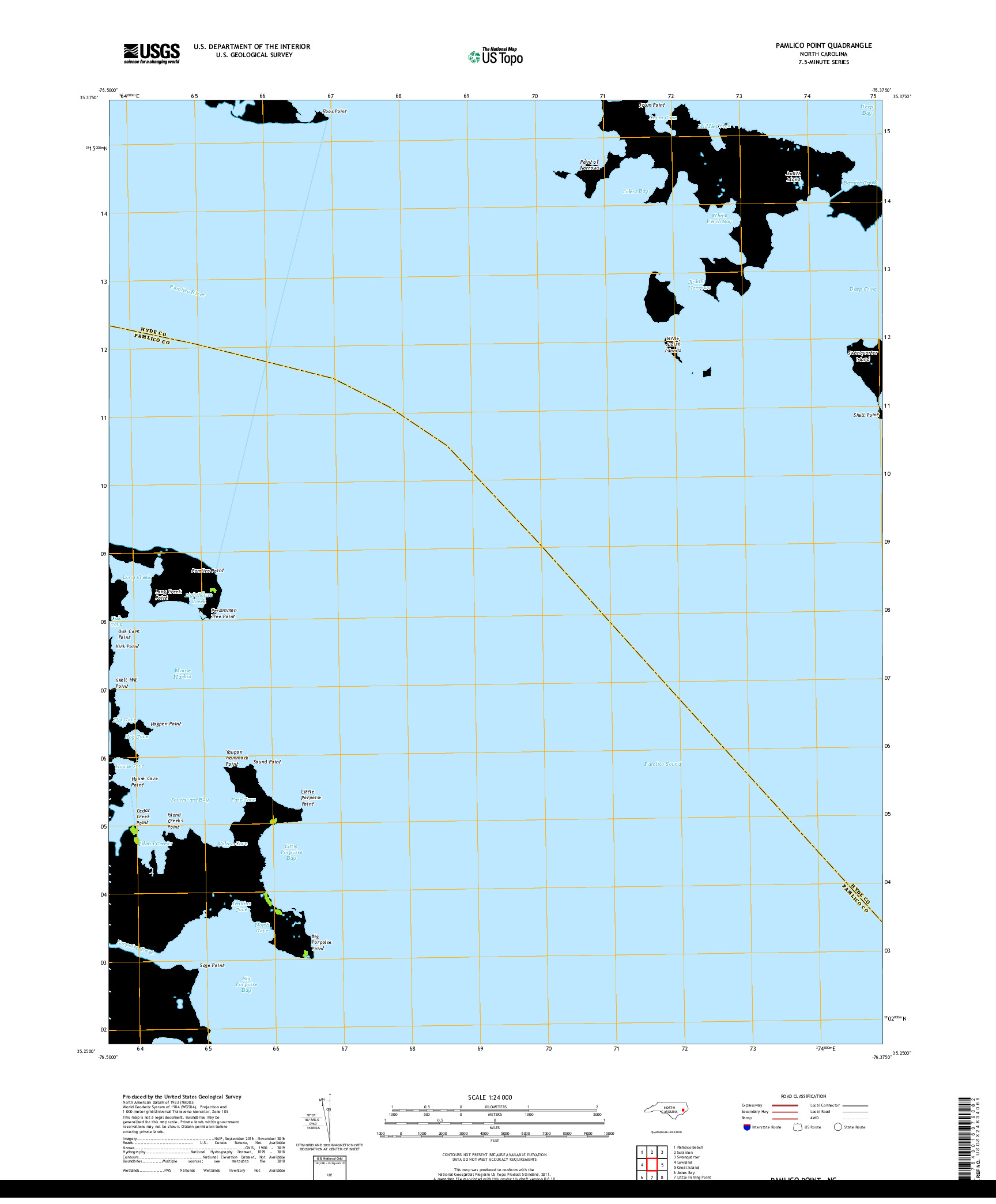 USGS US TOPO 7.5-MINUTE MAP FOR PAMLICO POINT, NC 2019