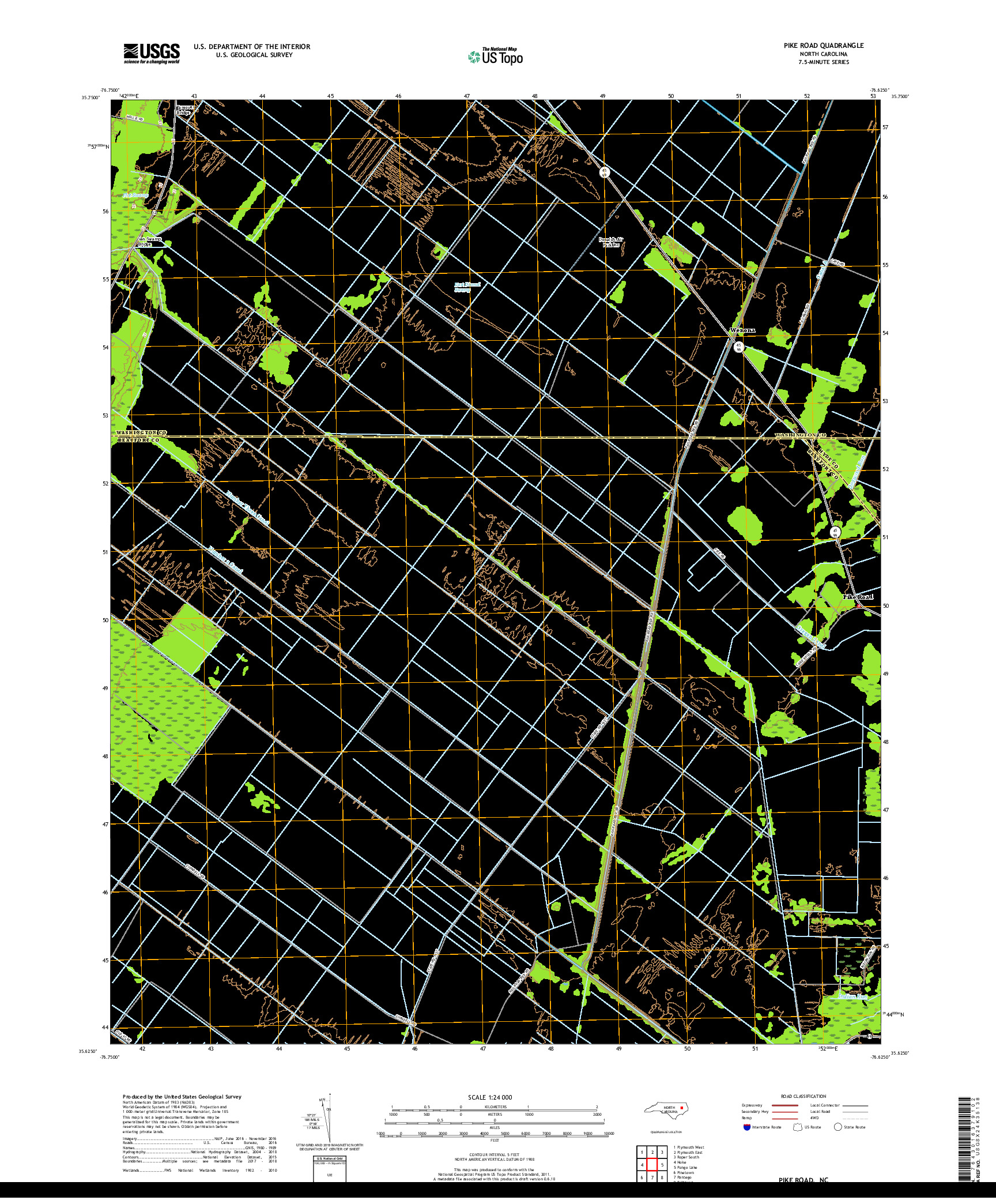 USGS US TOPO 7.5-MINUTE MAP FOR PIKE ROAD, NC 2019