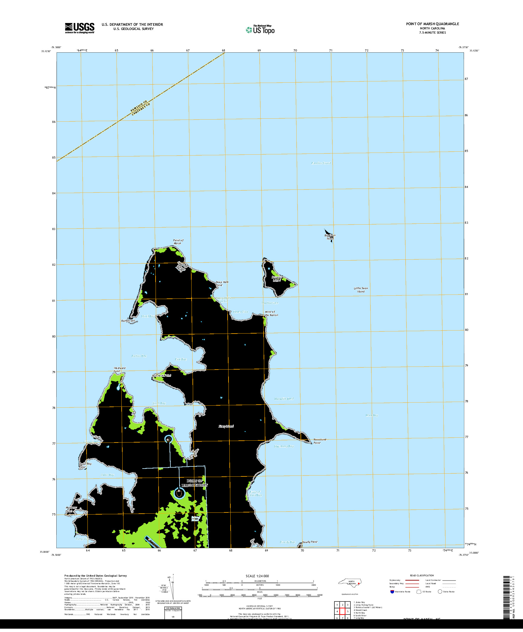 USGS US TOPO 7.5-MINUTE MAP FOR POINT OF MARSH, NC 2019