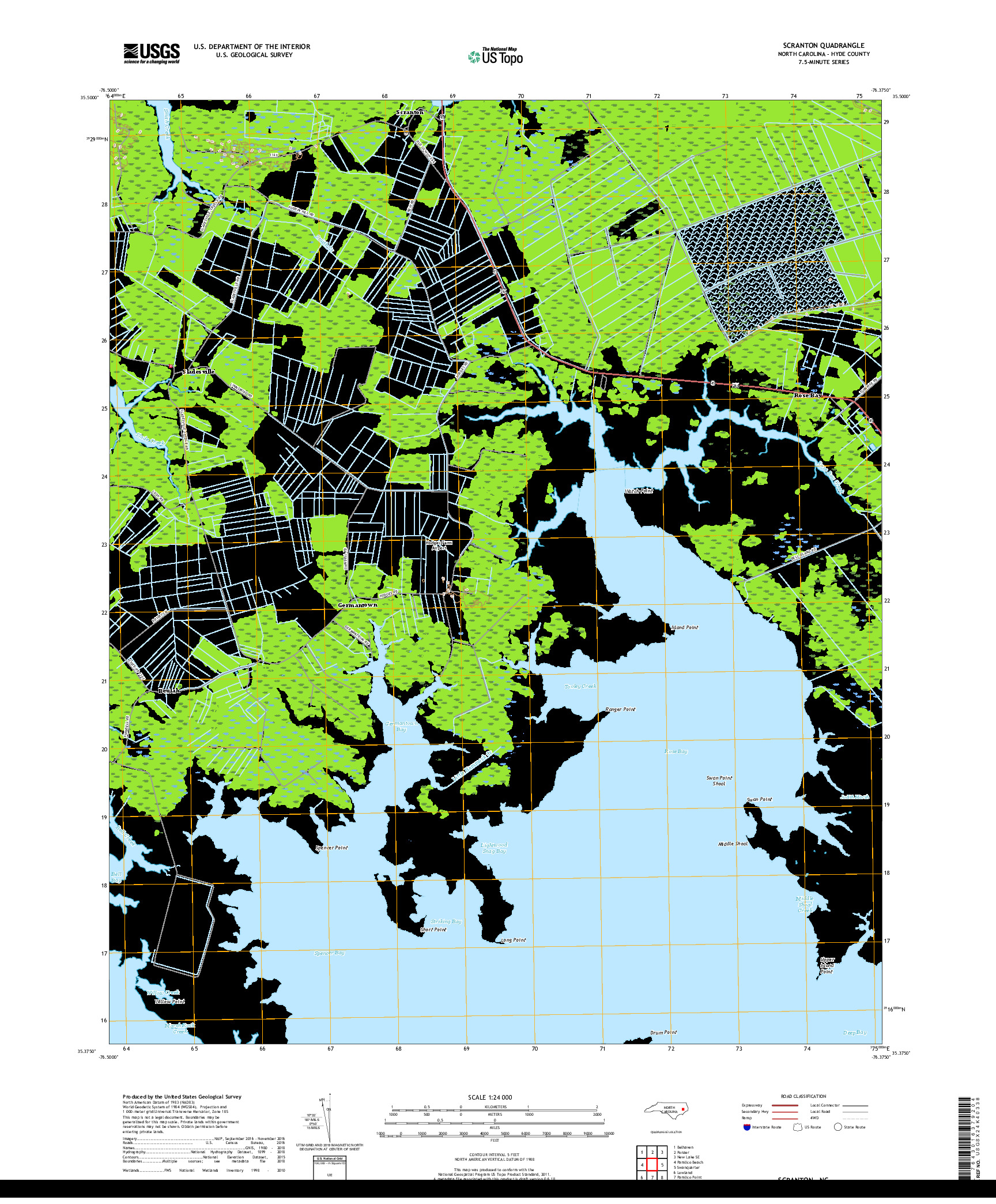 USGS US TOPO 7.5-MINUTE MAP FOR SCRANTON, NC 2019