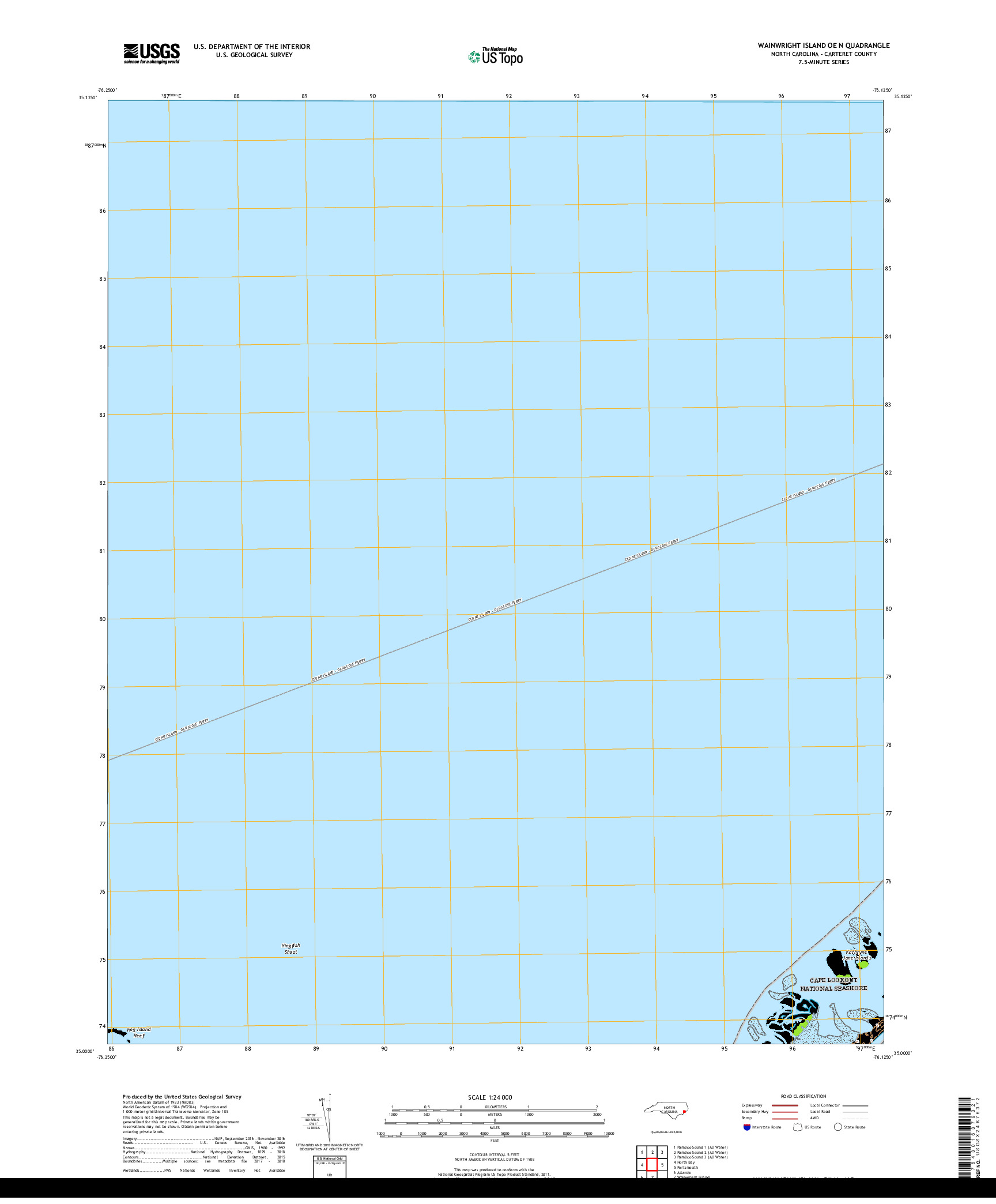 USGS US TOPO 7.5-MINUTE MAP FOR WAINWRIGHT ISLAND OE N, NC 2019