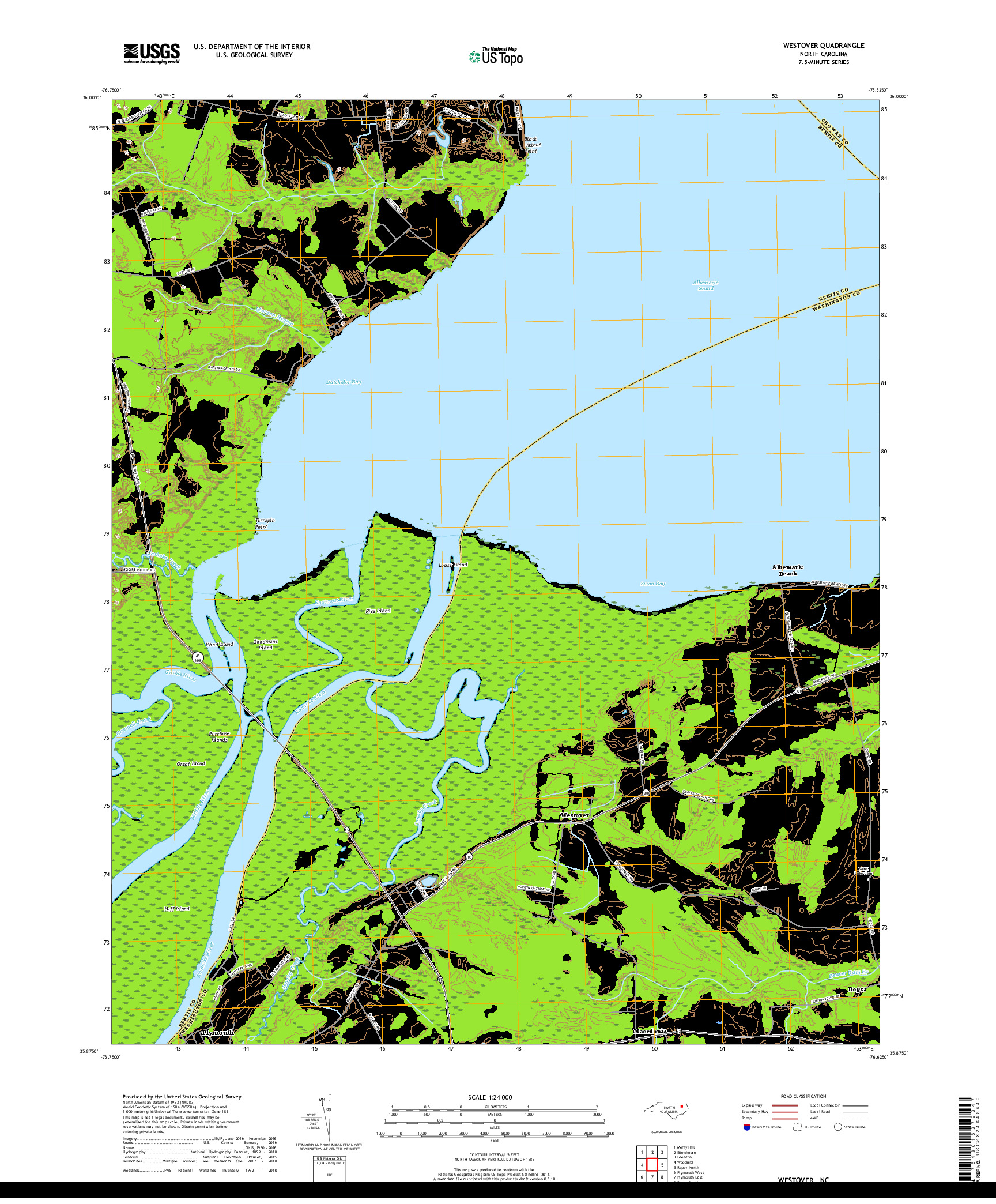 USGS US TOPO 7.5-MINUTE MAP FOR WESTOVER, NC 2019