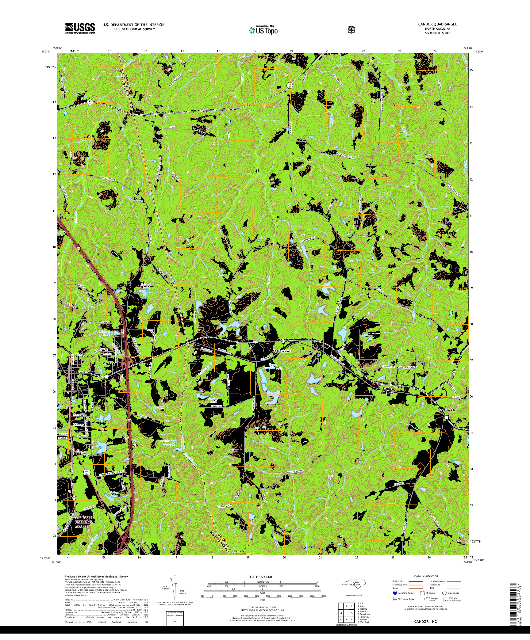 USGS US TOPO 7.5-MINUTE MAP FOR CANDOR, NC 2019