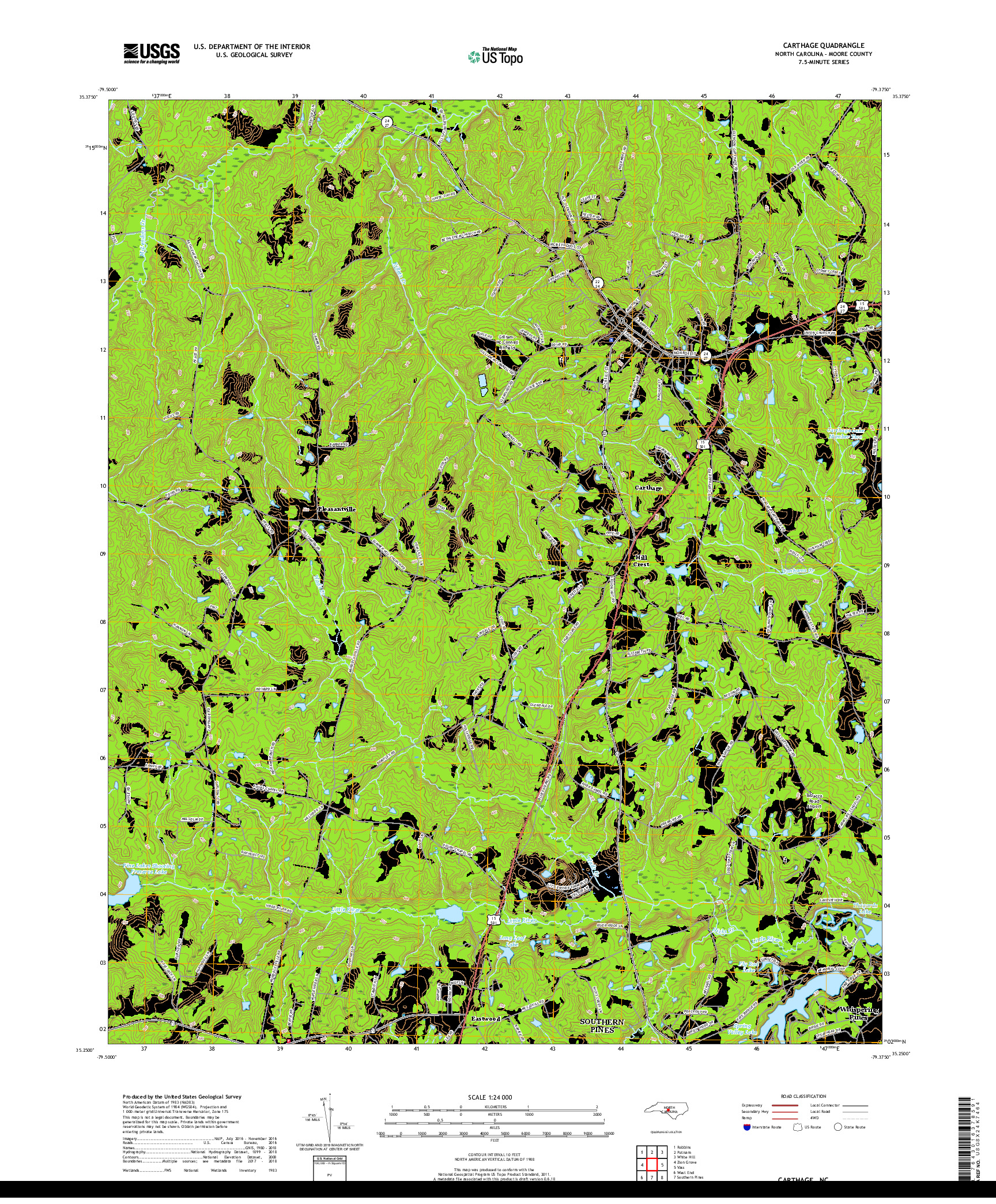 USGS US TOPO 7.5-MINUTE MAP FOR CARTHAGE, NC 2019