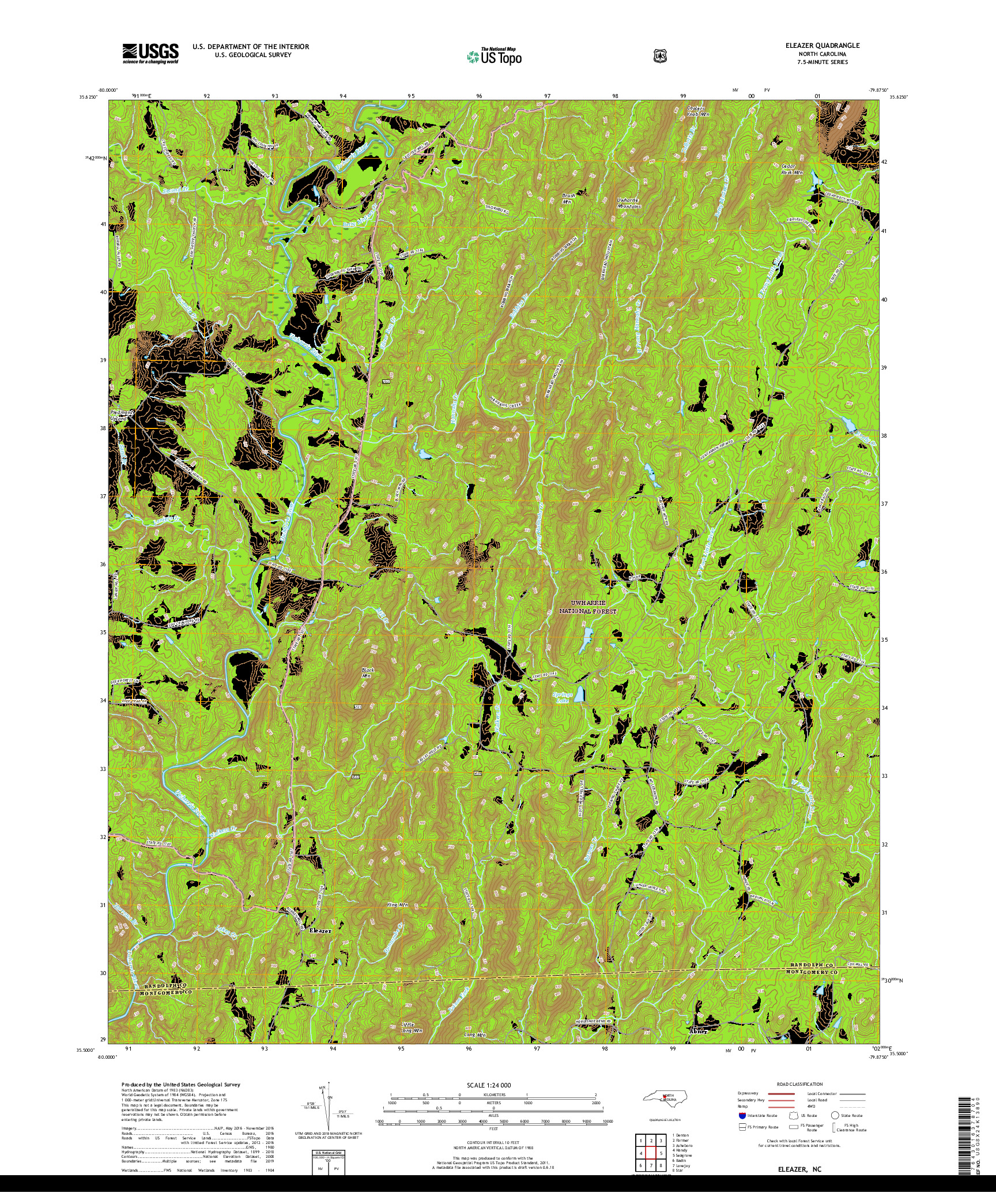 USGS US TOPO 7.5-MINUTE MAP FOR ELEAZER, NC 2019