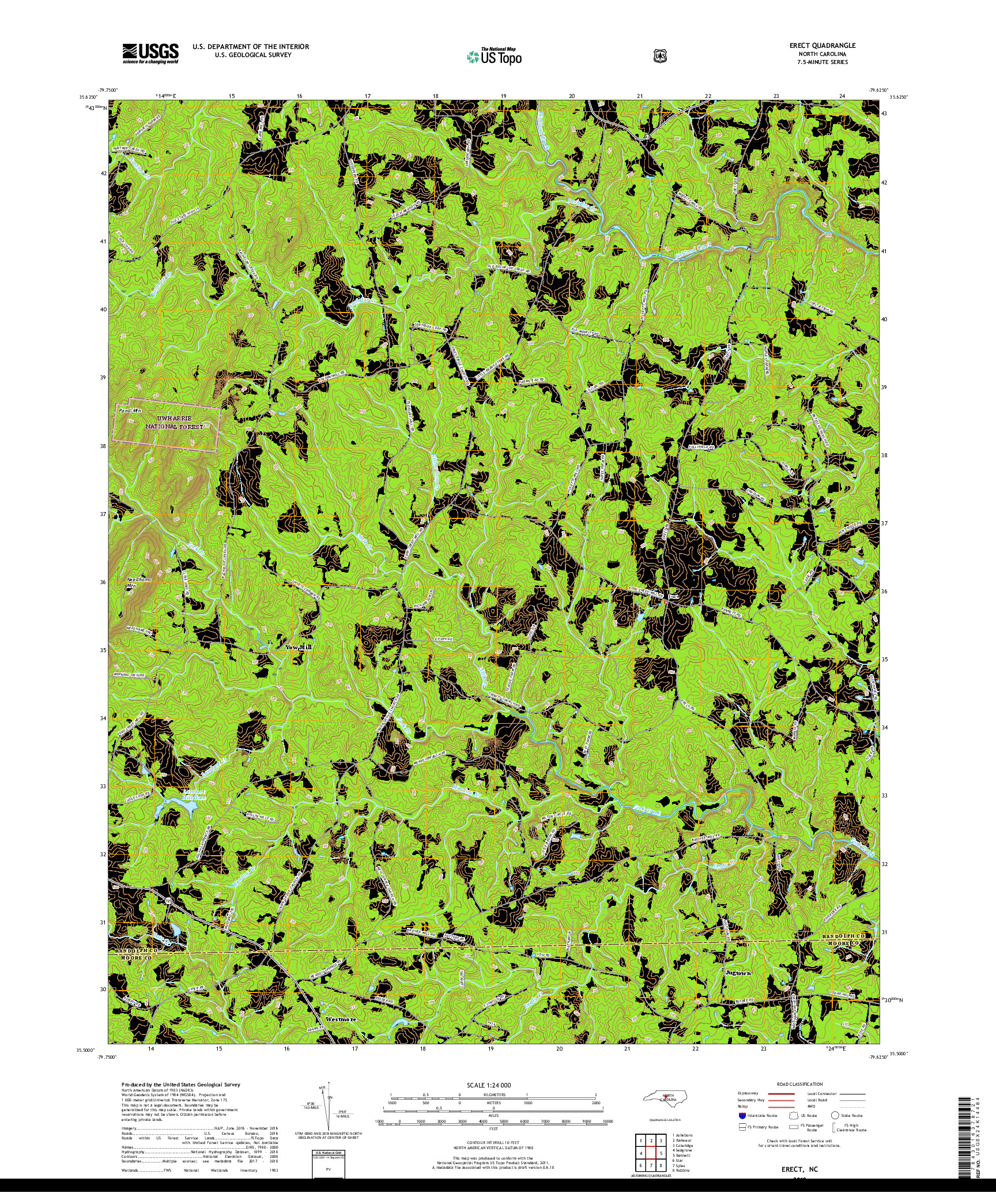 USGS US TOPO 7.5-MINUTE MAP FOR ERECT, NC 2019