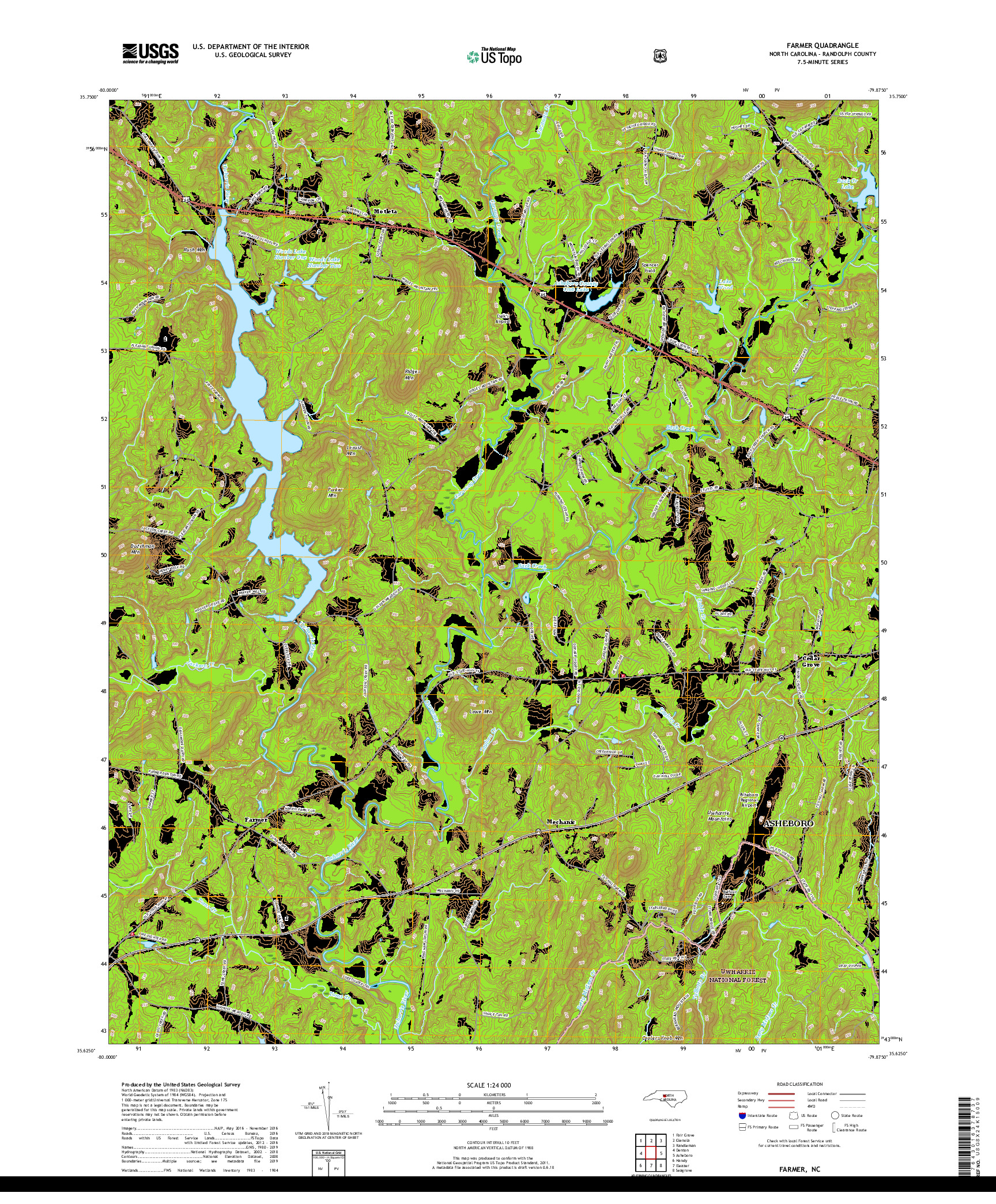 USGS US TOPO 7.5-MINUTE MAP FOR FARMER, NC 2019