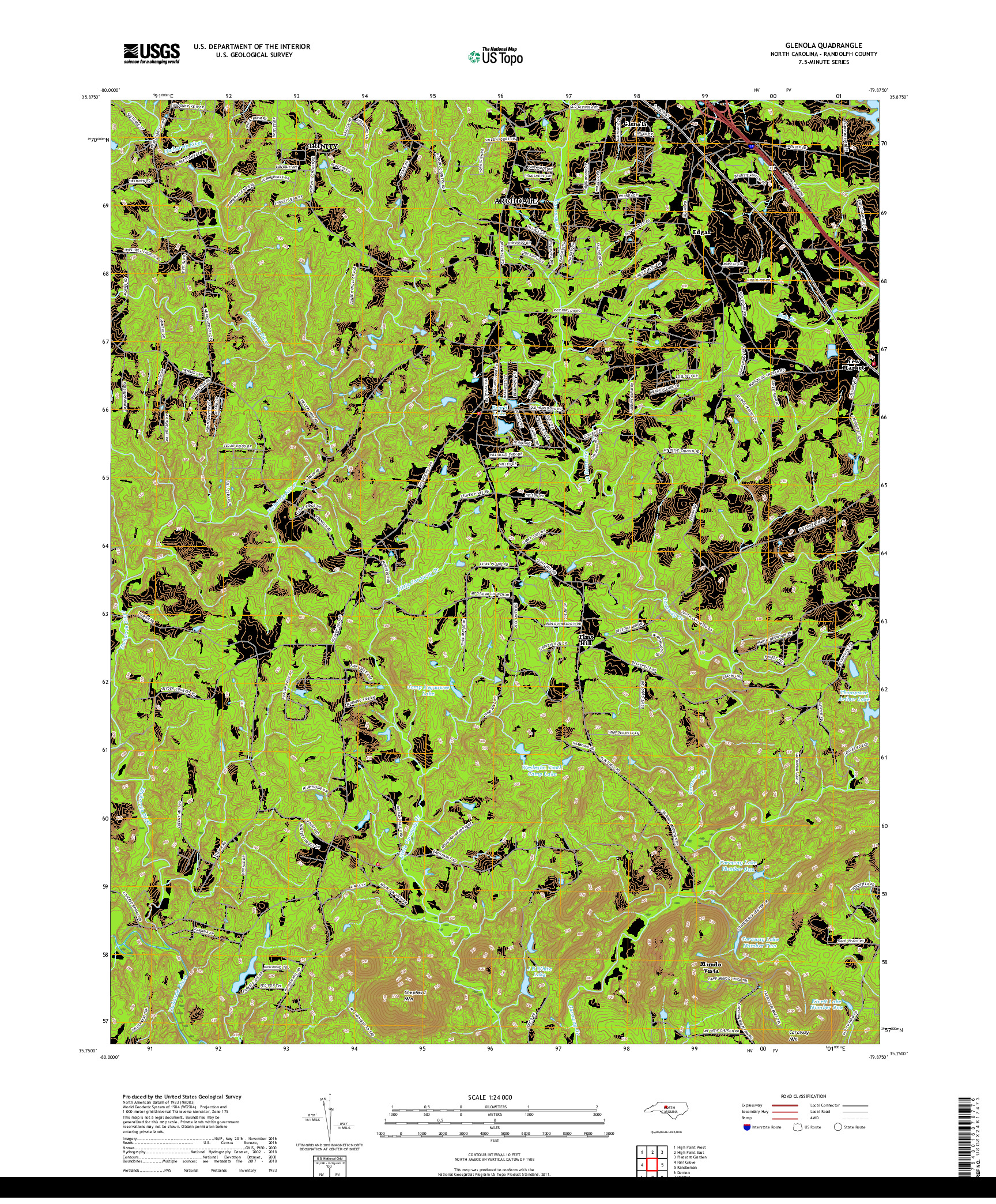 USGS US TOPO 7.5-MINUTE MAP FOR GLENOLA, NC 2019