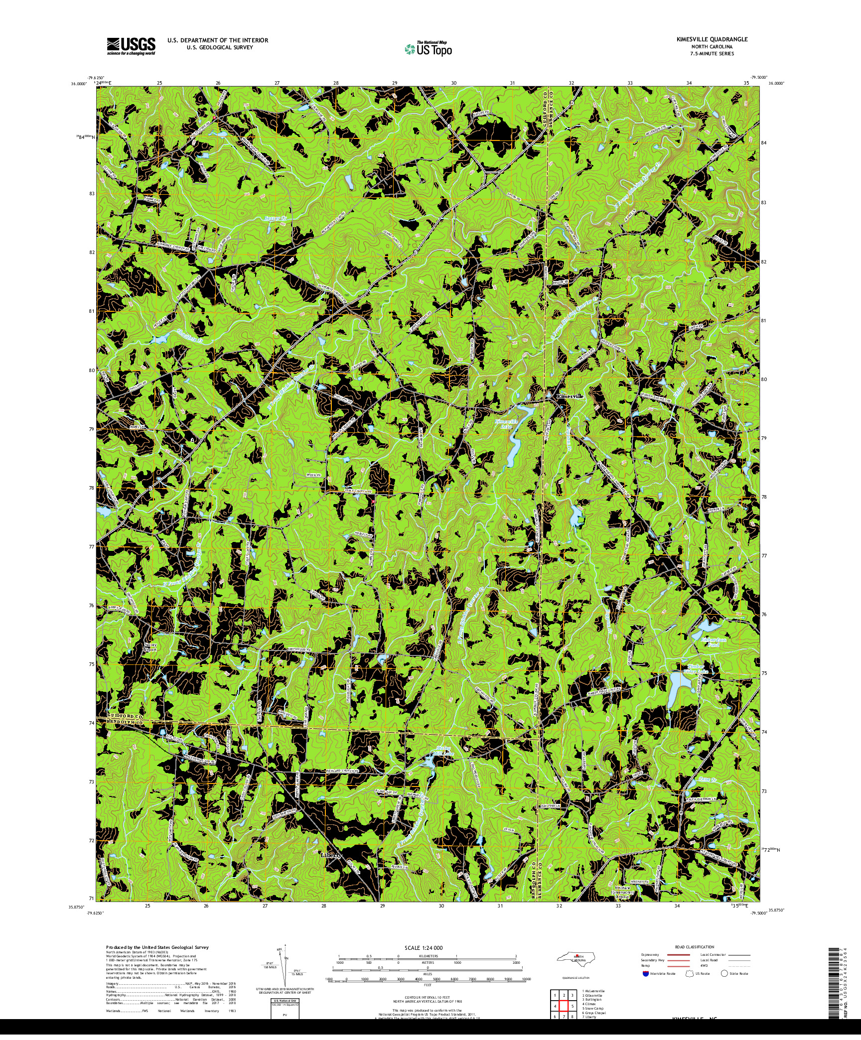 USGS US TOPO 7.5-MINUTE MAP FOR KIMESVILLE, NC 2019