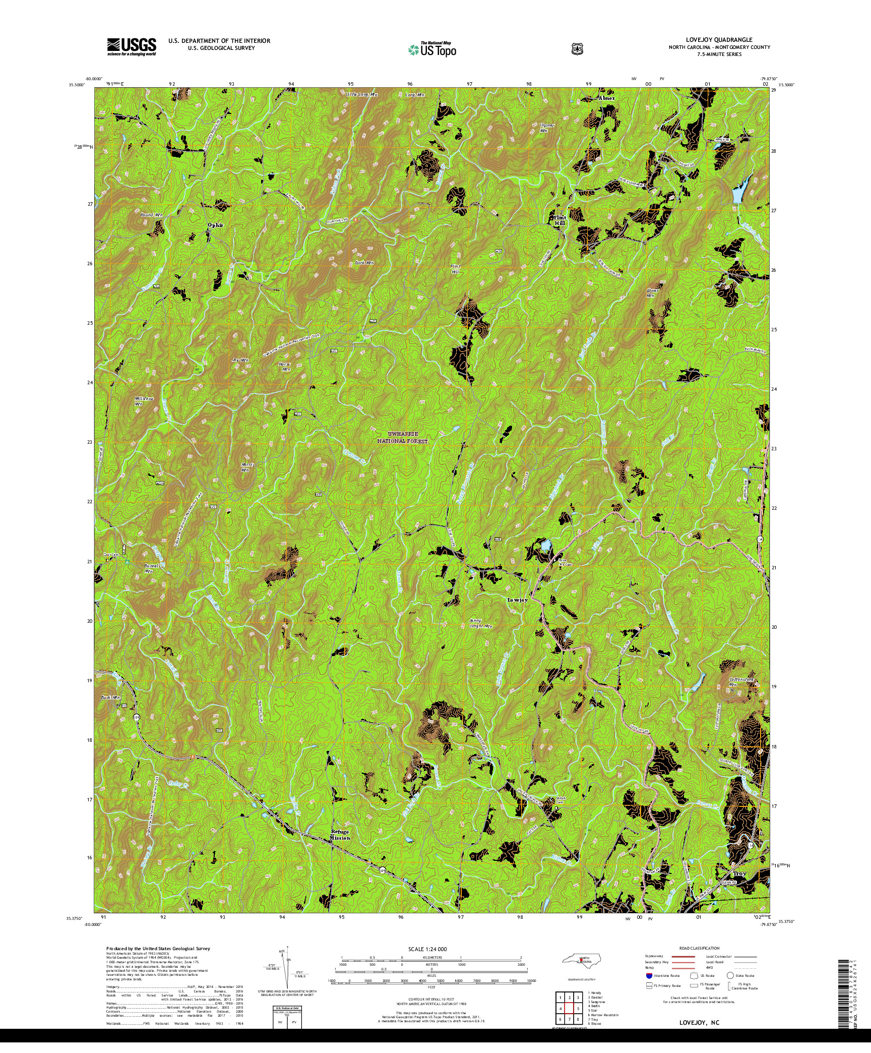 USGS US TOPO 7.5-MINUTE MAP FOR LOVEJOY, NC 2019