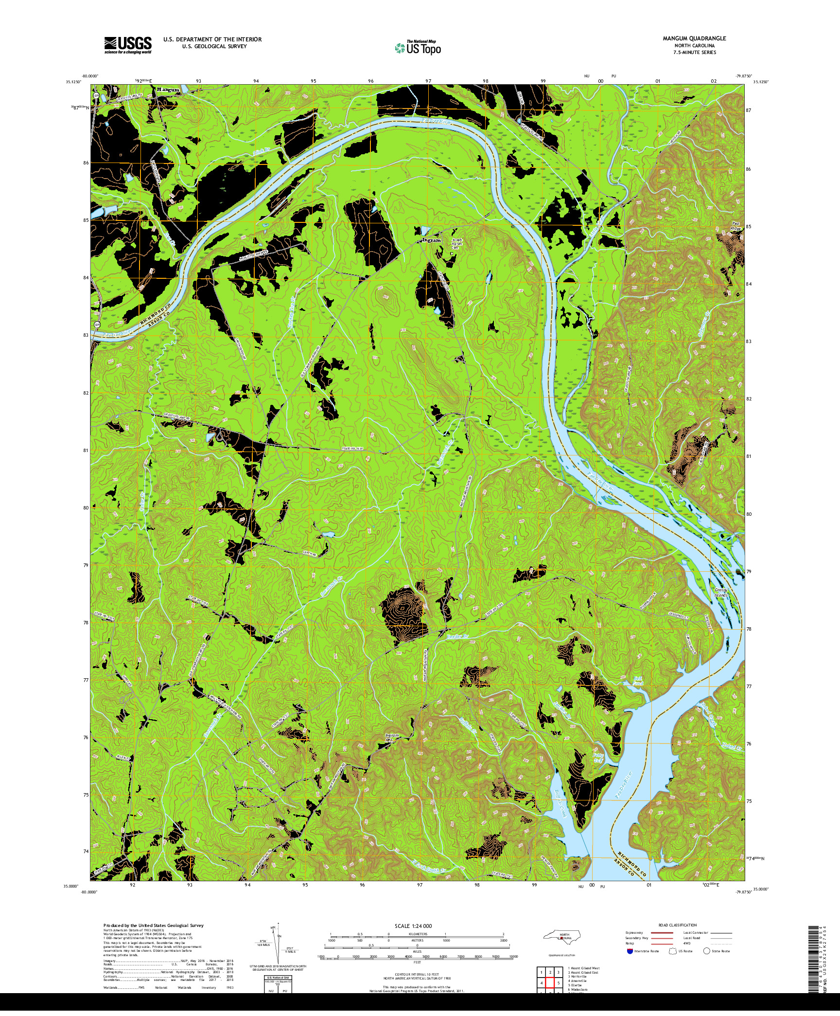 USGS US TOPO 7.5-MINUTE MAP FOR MANGUM, NC 2019