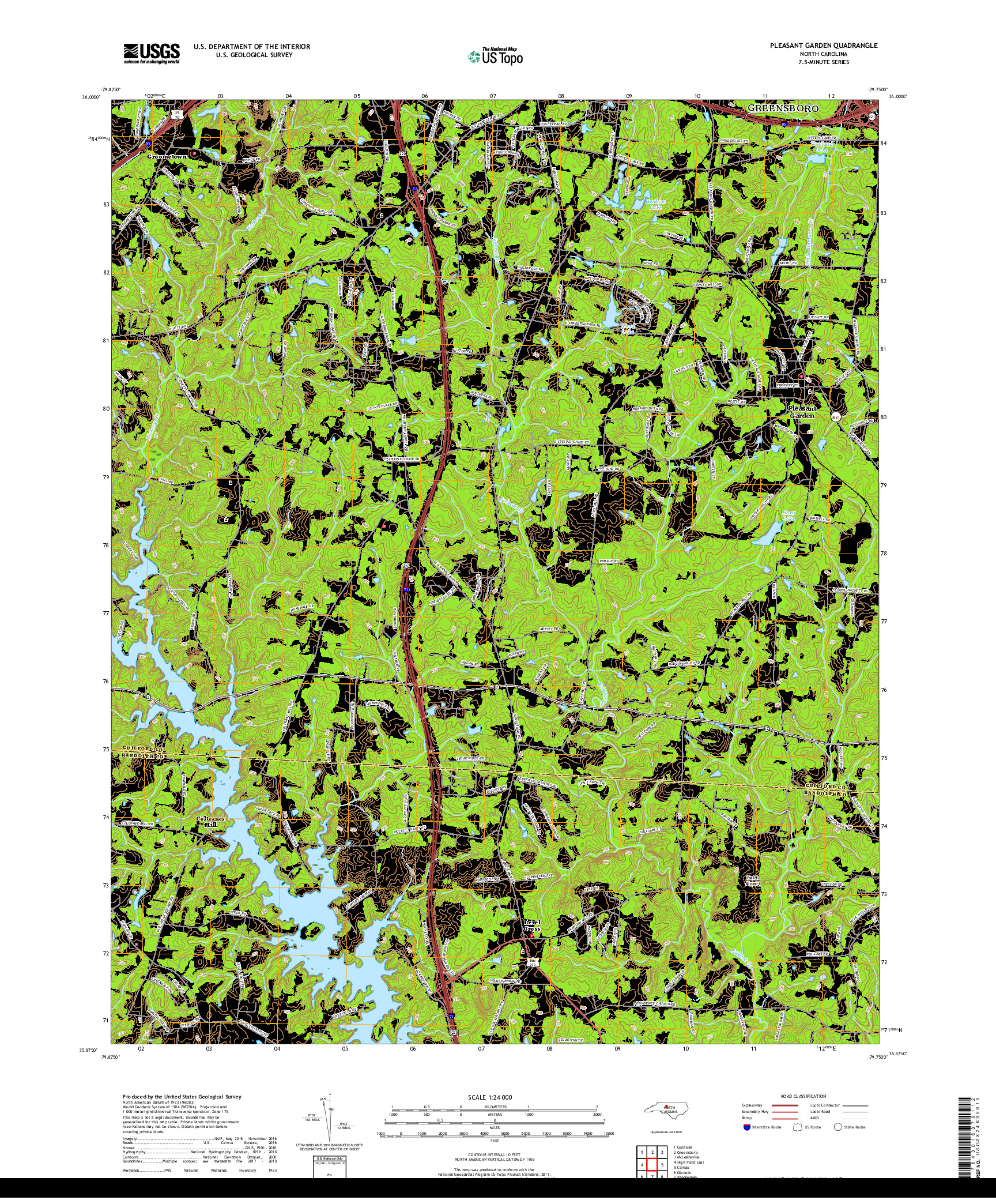 USGS US TOPO 7.5-MINUTE MAP FOR PLEASANT GARDEN, NC 2019
