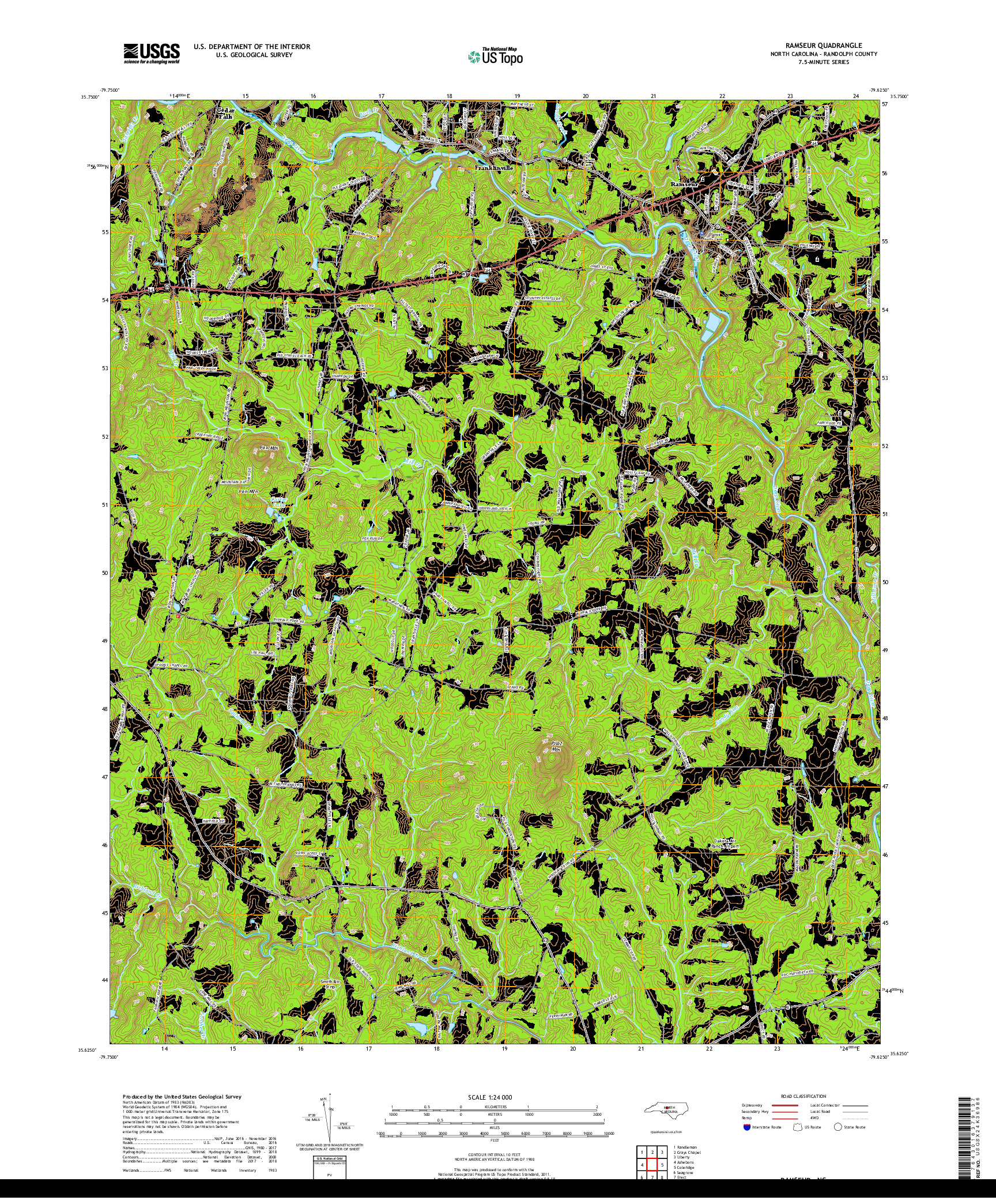 USGS US TOPO 7.5-MINUTE MAP FOR RAMSEUR, NC 2019