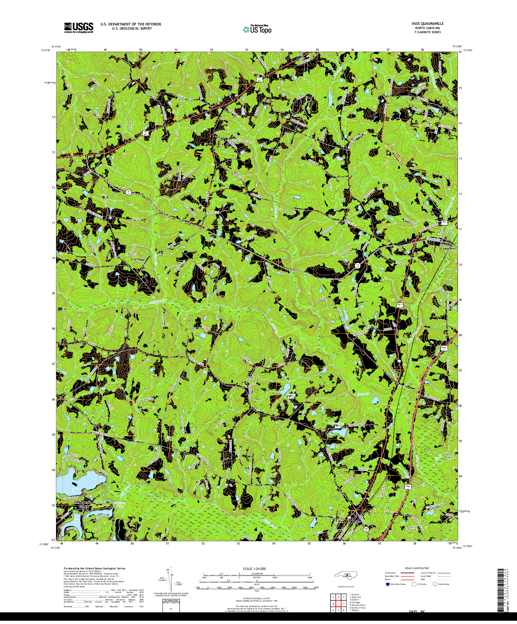 USGS US TOPO 7.5-MINUTE MAP FOR VASS, NC 2019