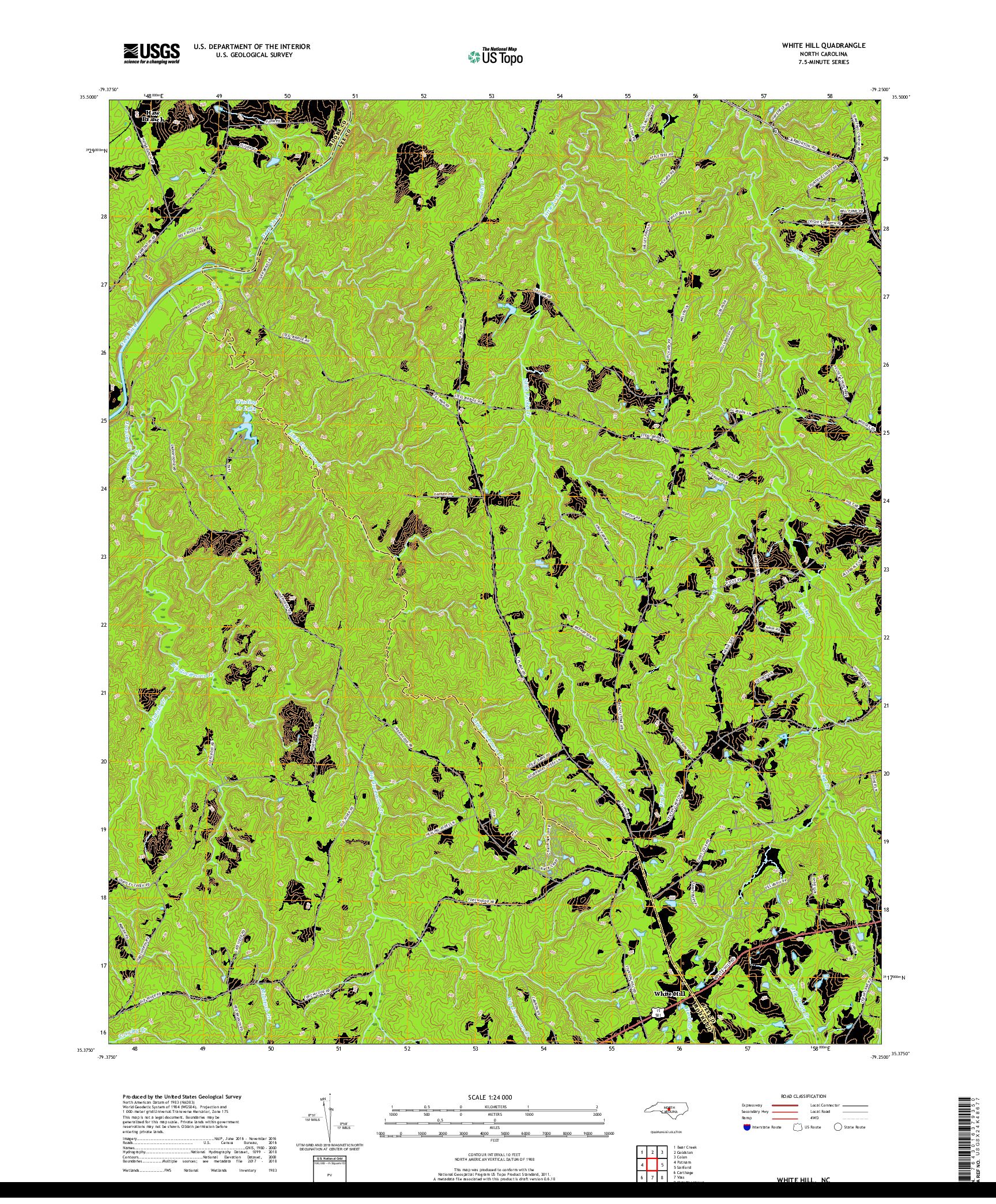USGS US TOPO 7.5-MINUTE MAP FOR WHITE HILL, NC 2019