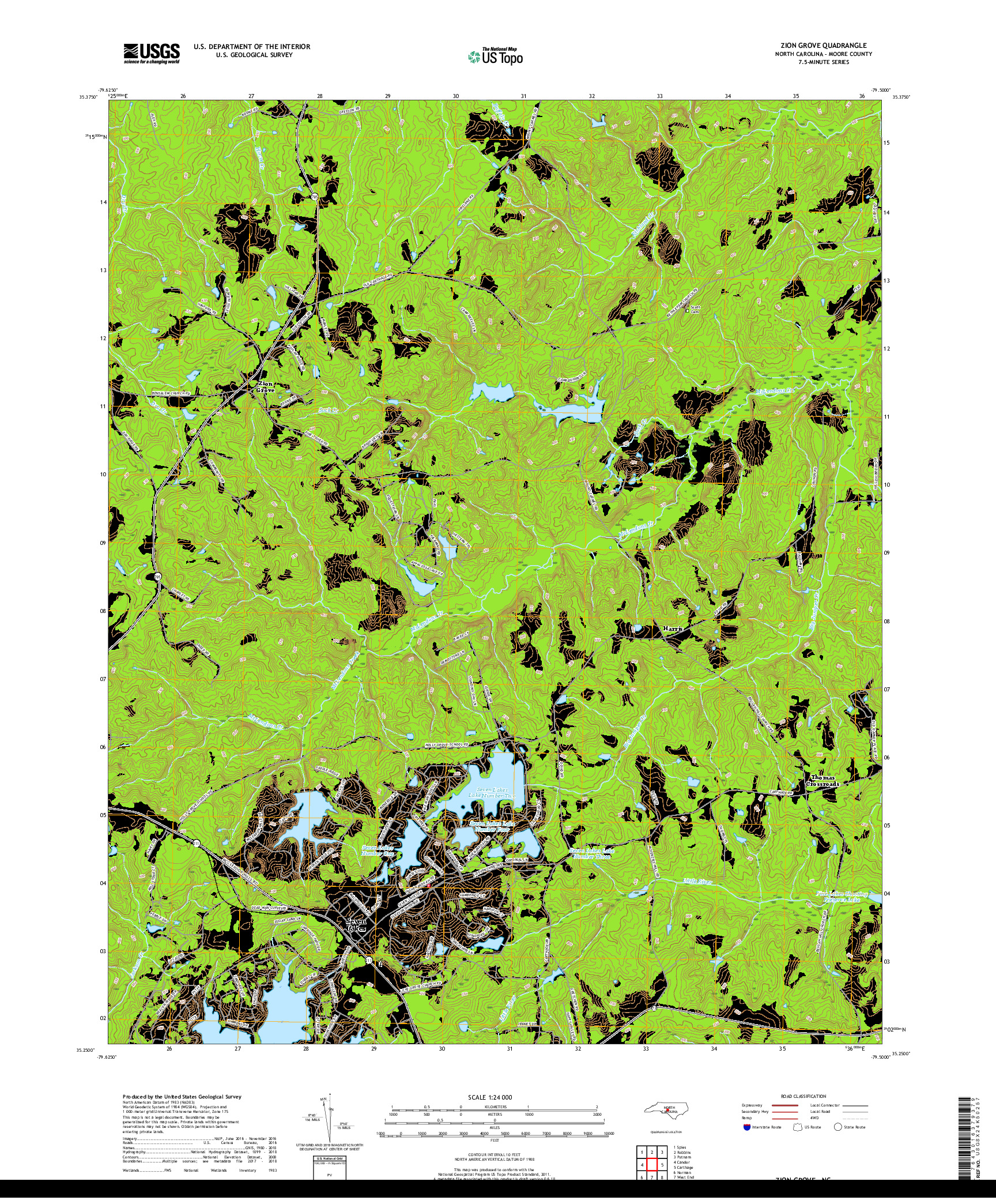 USGS US TOPO 7.5-MINUTE MAP FOR ZION GROVE, NC 2019